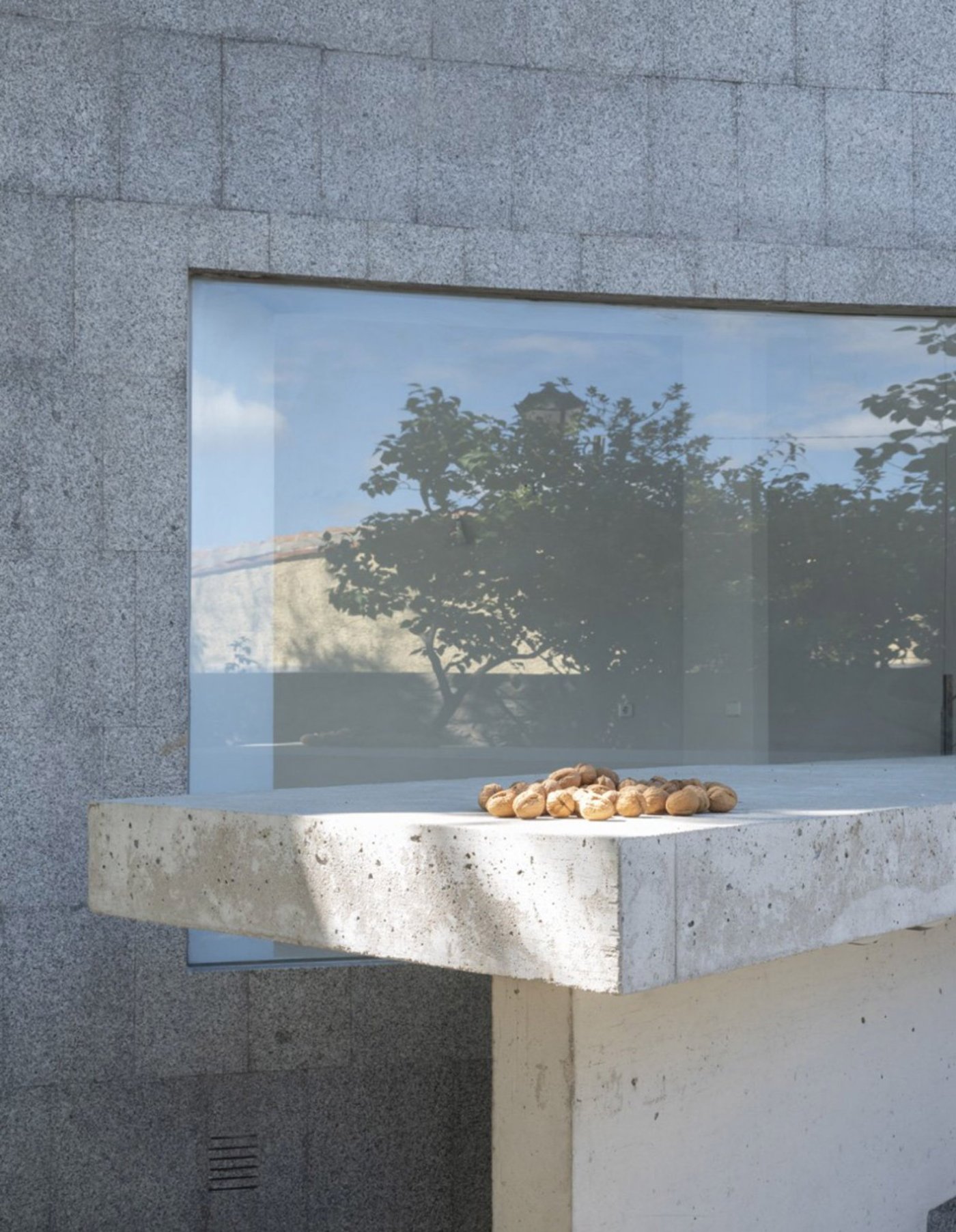 Casa del Nogal by Raúl Almenara, stone, garden, minimalism, nature, interiors