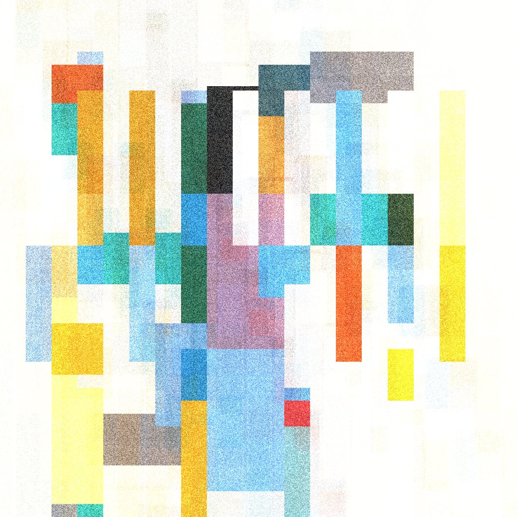 contrapuntos by Marcelo Soria-Rodríguez — Digital rendering presenting a systematic color study composed of vertical rectangular bands that progressively transition from monolithic blocks in the...