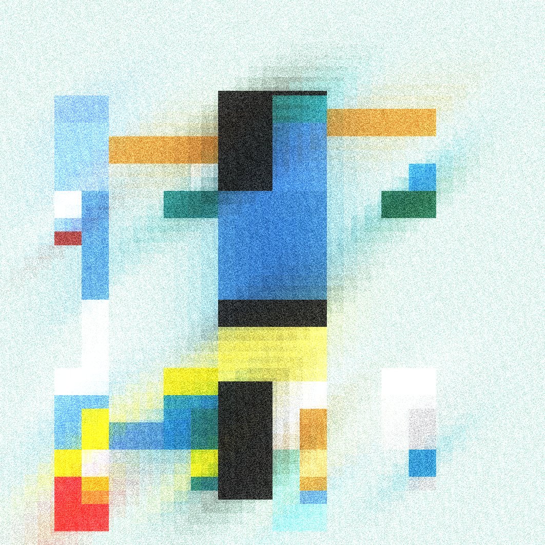 contrapuntos by Marcelo Soria-Rodríguez — A digital composition translating musical counterpoint into visual form through stacked color blocks and parallel lines.
