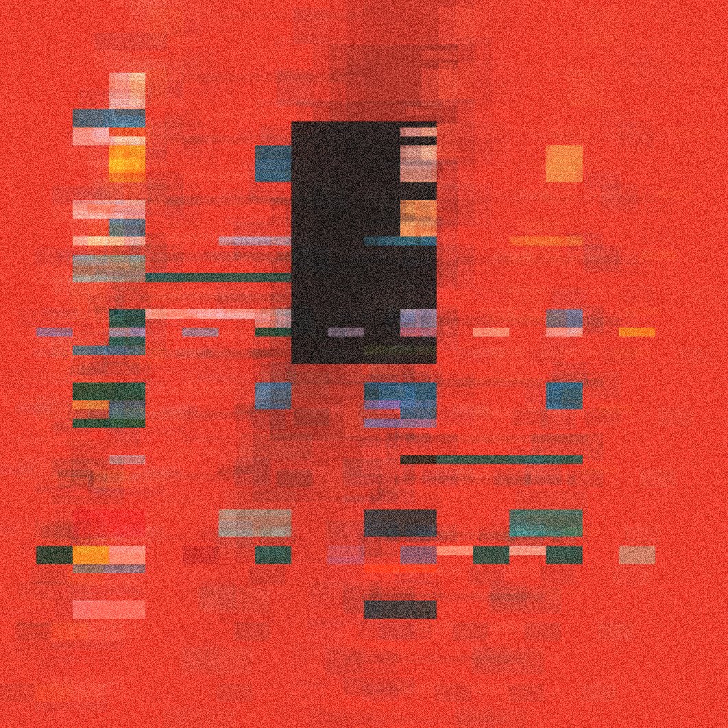 contrapuntos by Marcelo Soria-Rodríguez — Contrapuntos visualizes musical counterpoint through layered color bands rendered in pixelated digital resolution.