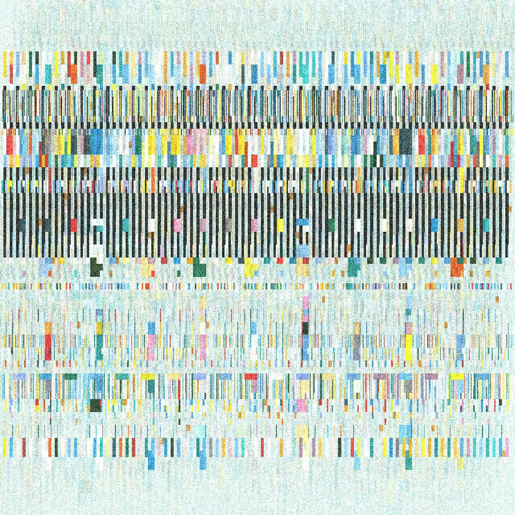 contrapuntos by Marcelo Soria-Rodríguez — Digital visualization depicting a vertical stratification of color and line.