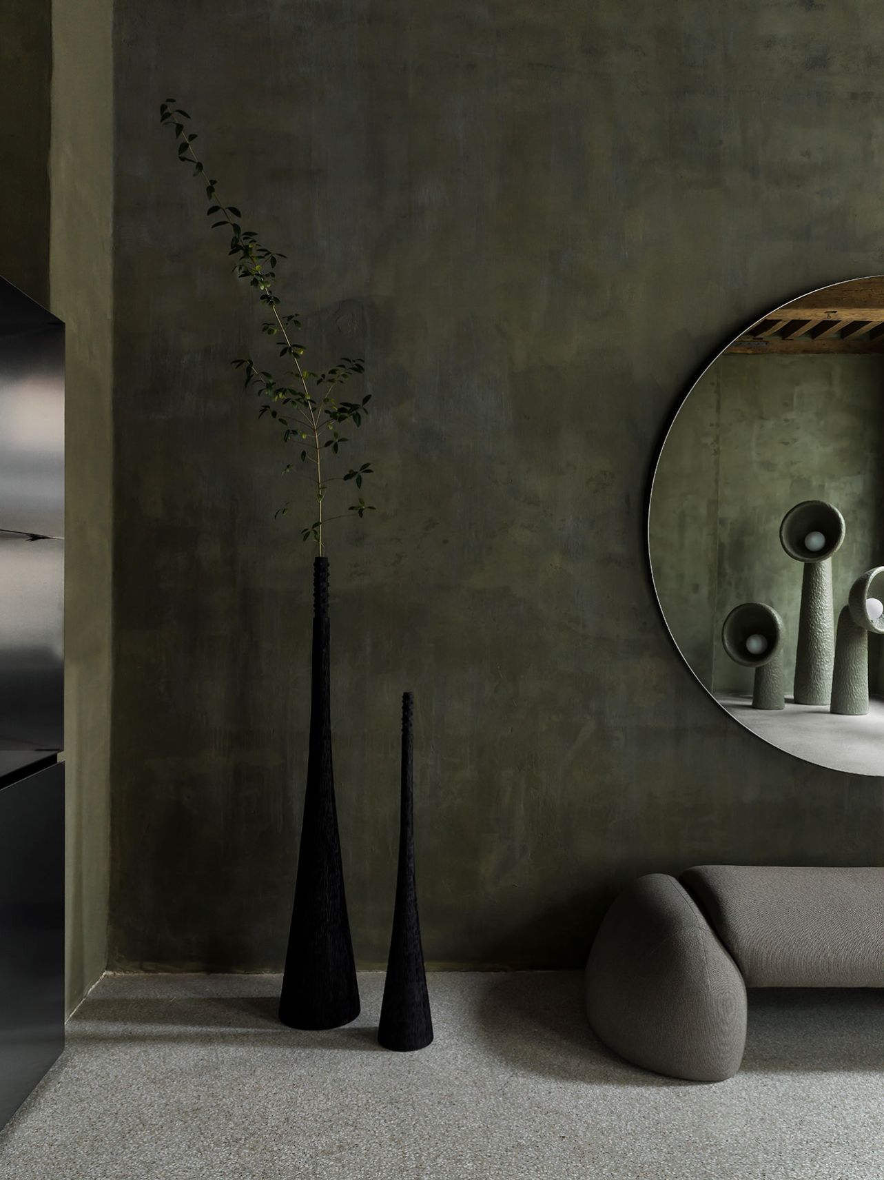 Faina Gallery by Yakusha Studio — A corner of Faina Gallery showing the material restraint of Yakusha Studio's intervention within the 500-year-old Antwerp building.