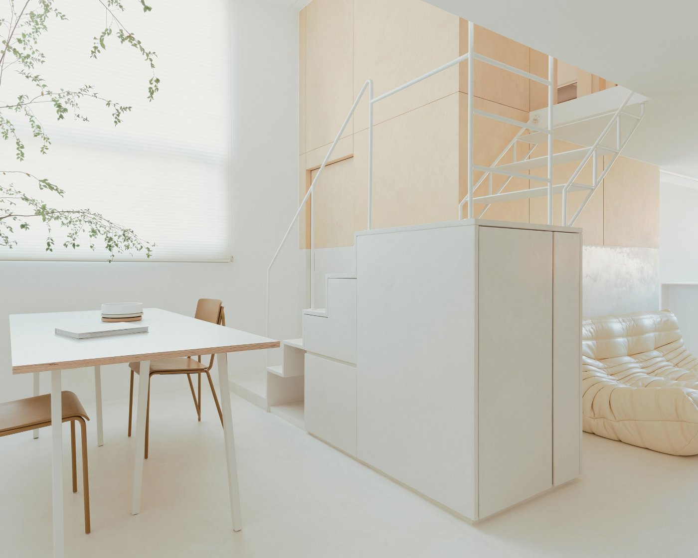 Apartment by 2 Books Design Studio, studio, interiors, white, minimalism, plywood
