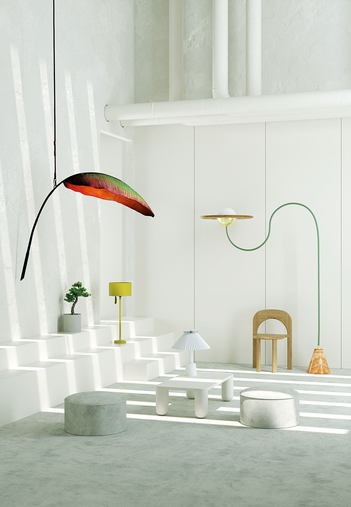 Selected 3D works by Stefano Giacomello, 3D, interiors, design, minimalism, furniture