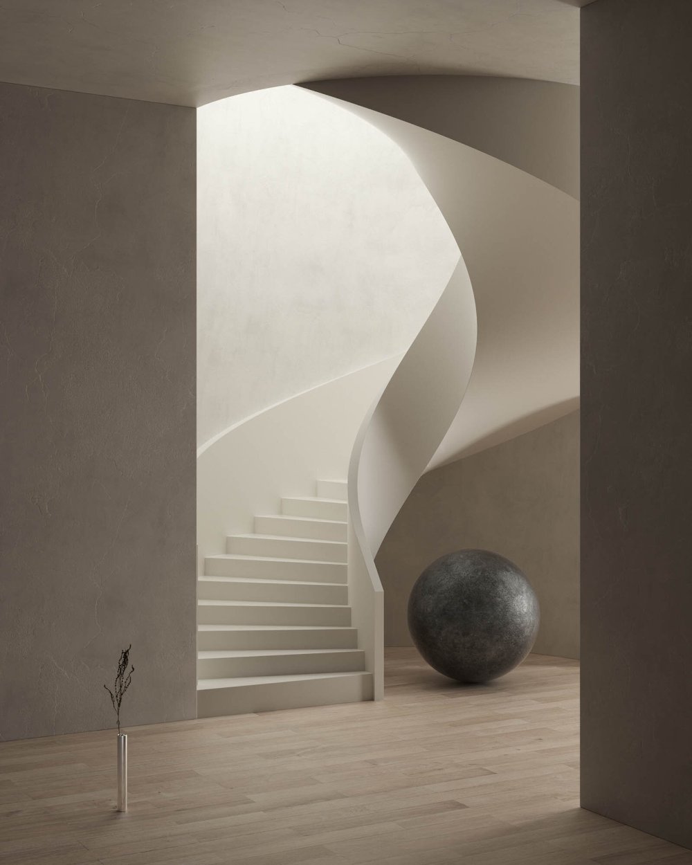 Selected 3D works by Stefano Giacomello, 3D, interiors, design, minimalism, furniture