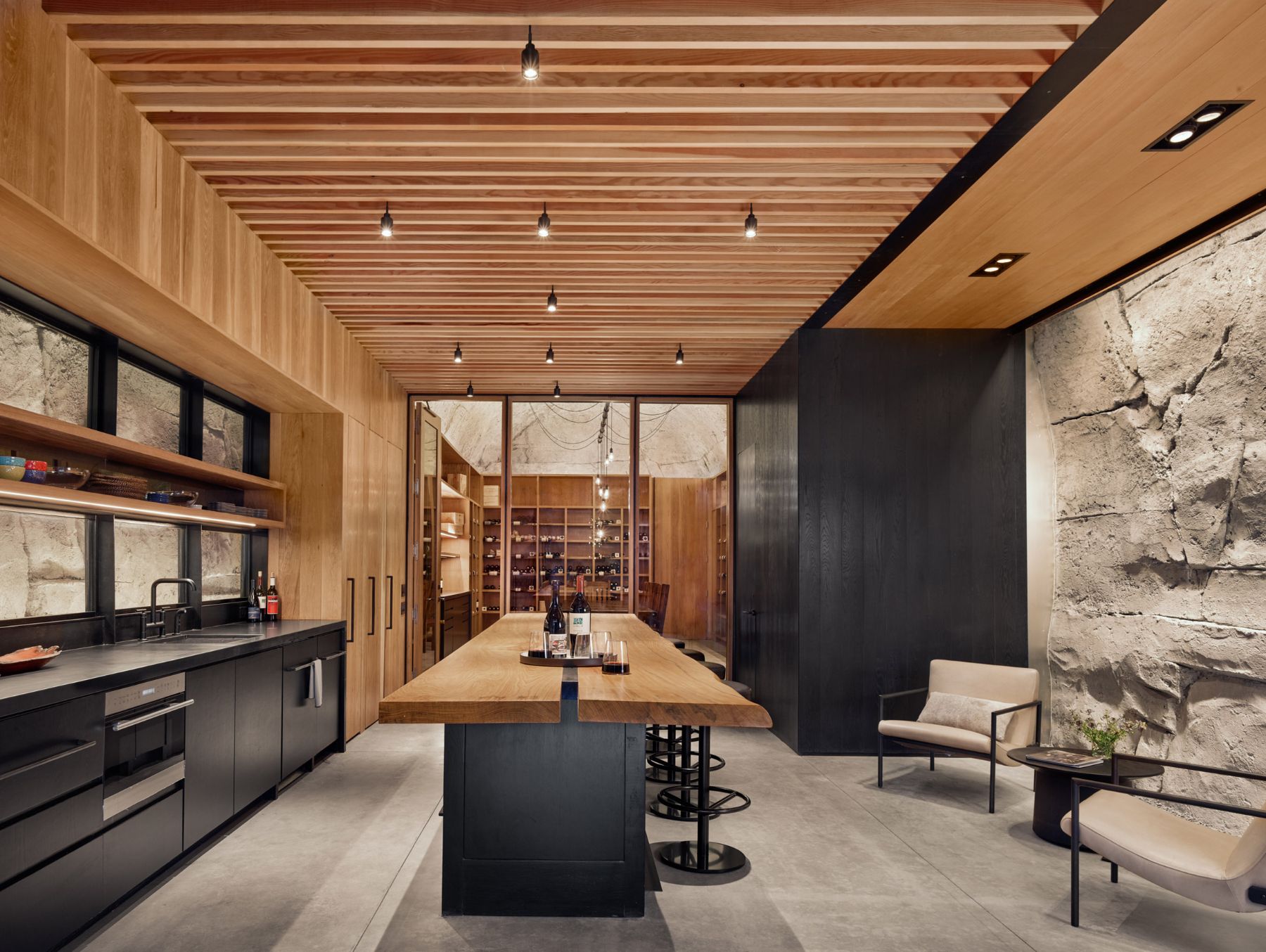 Country Wine Cave by Clayton Korte, concrete, architecture, interiors, nature