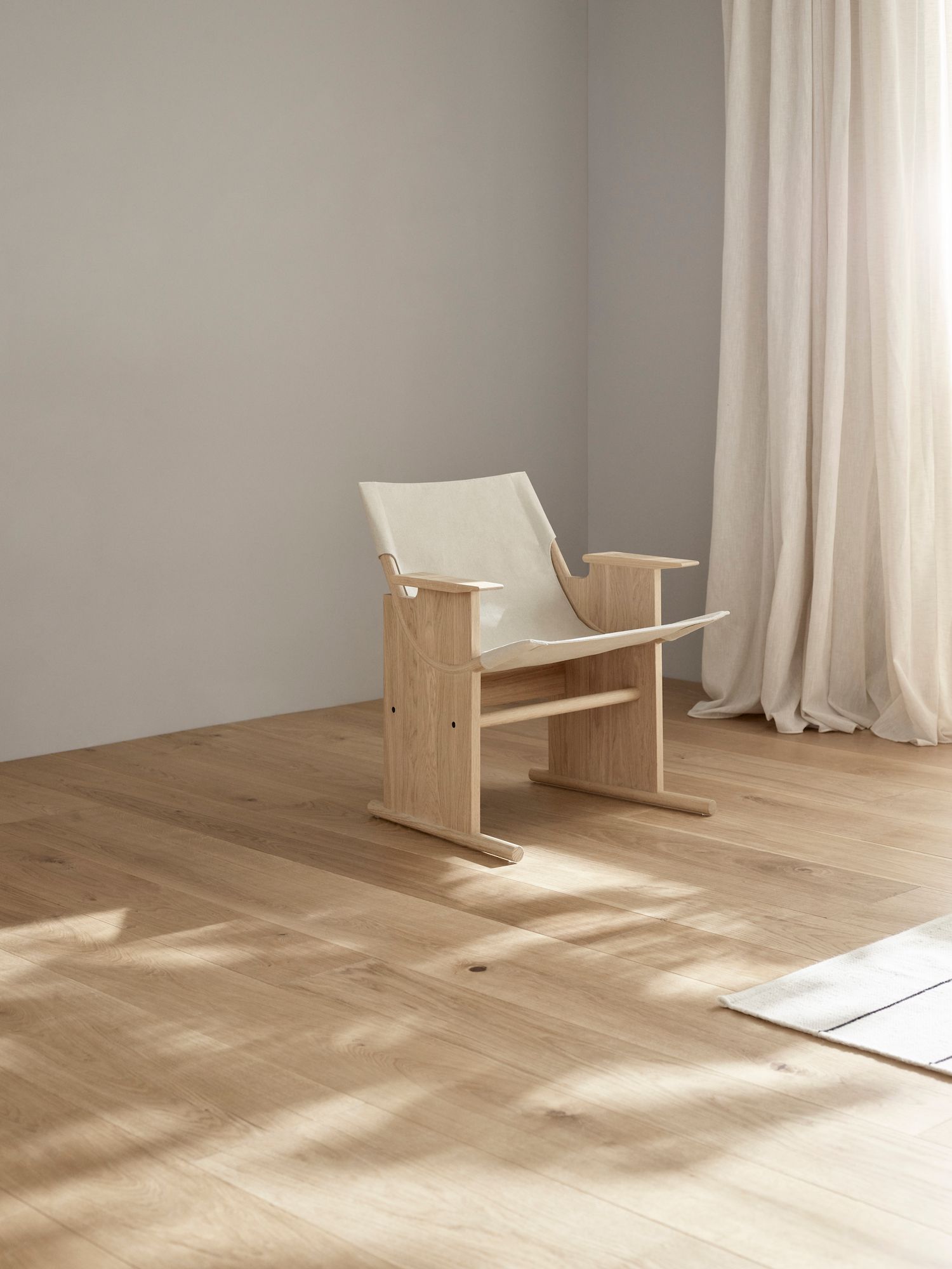 Sling Lounge Chair by Industrial Facility, chair, design, craft, wood, minimalism