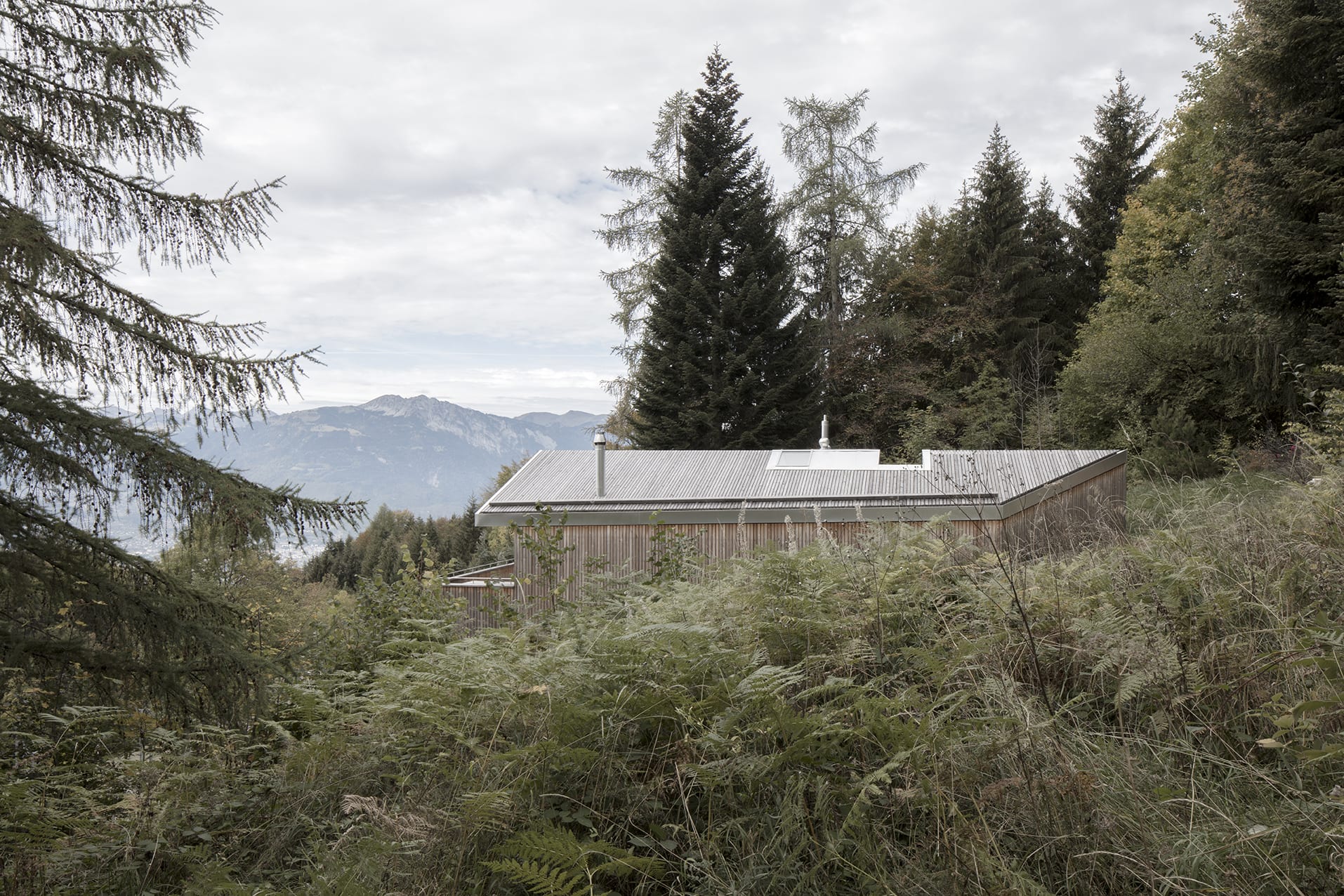 En Chalméry House by Christian Dupraz Architects — The En Chalméry House emerges from dense undergrowth in the Les Posses-sur-Bex valley, its corrugated metal envelope and pitched roof visible through...