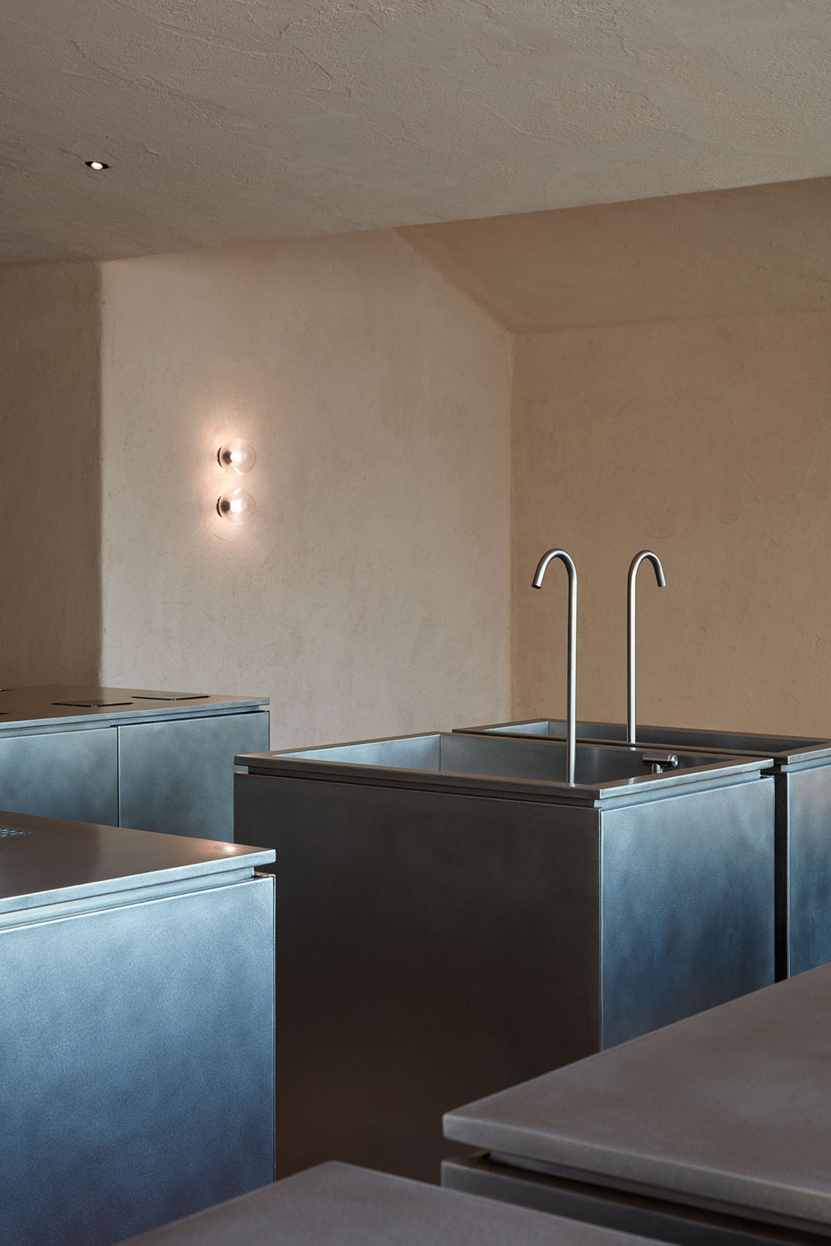 Hoof Cafe by BONE, brutalism, interiors, minimalism, steel, wood