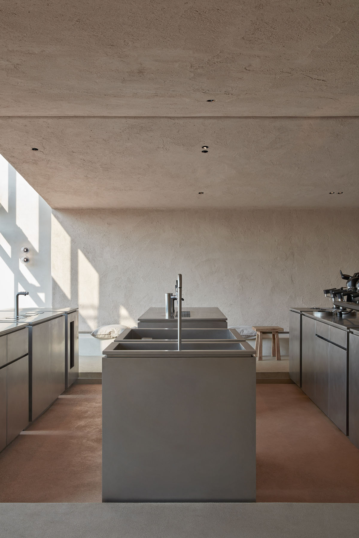 Hoof Cafe by BONE, brutalism, interiors, minimalism, steel, wood