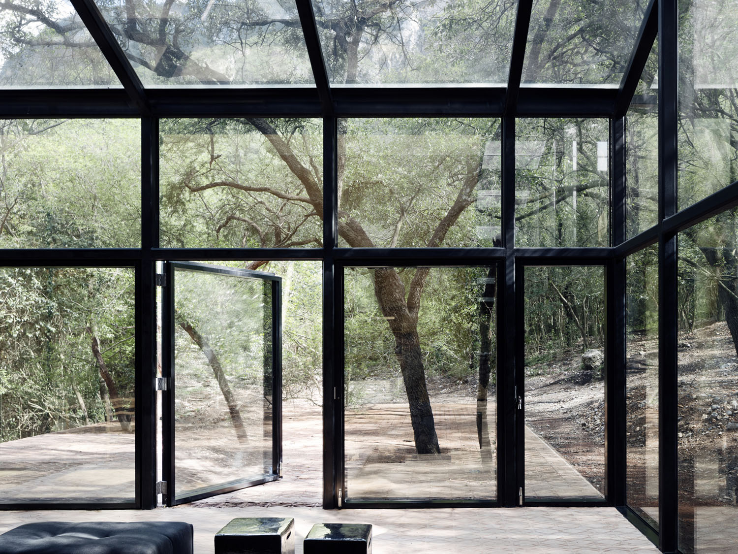 Los Terrenos by Tatiana Bilbao, holiday-house, architecture, mirror, glass, wood
