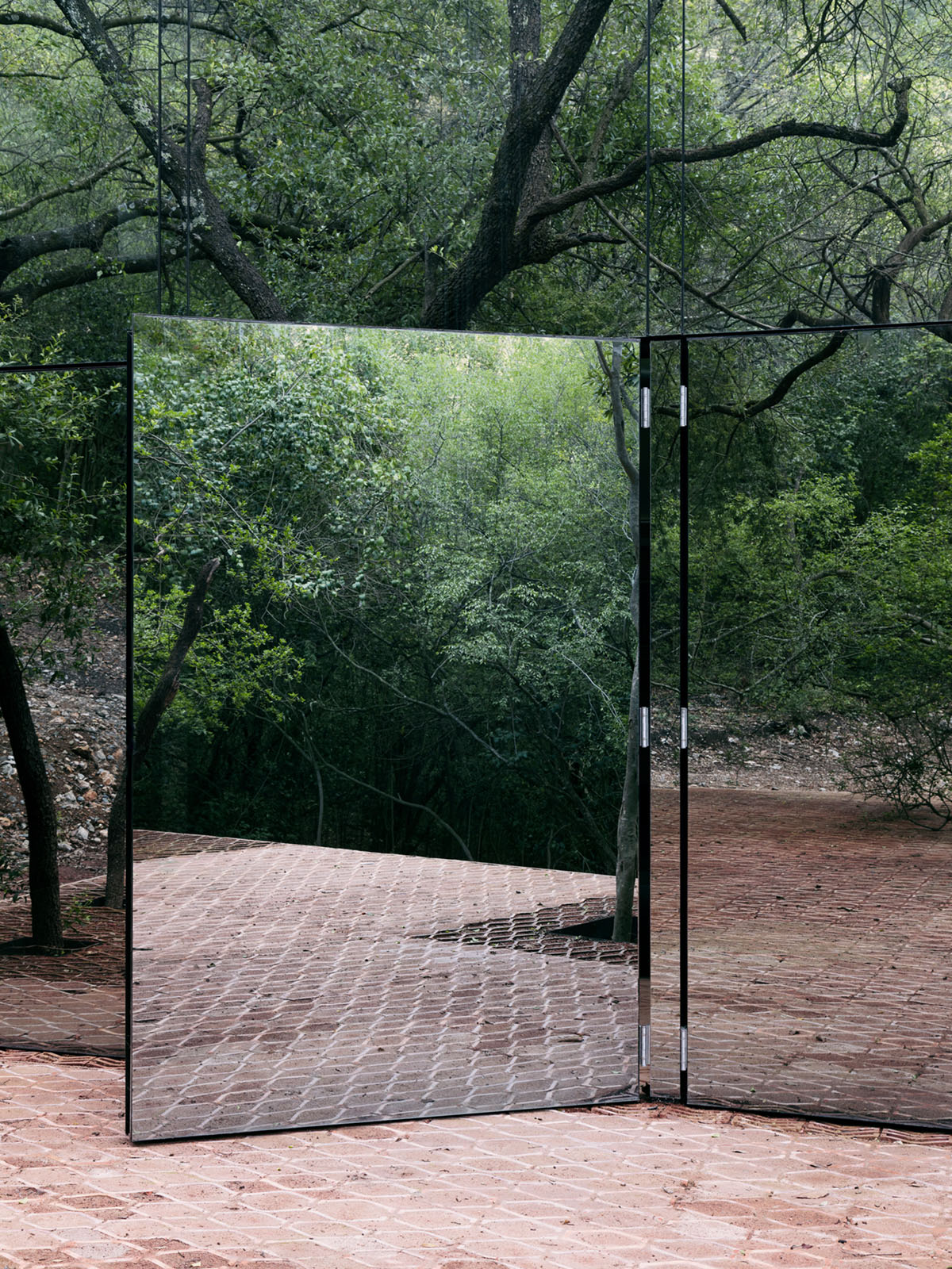 Los Terrenos by Tatiana Bilbao, holiday-house, architecture, mirror, glass, wood