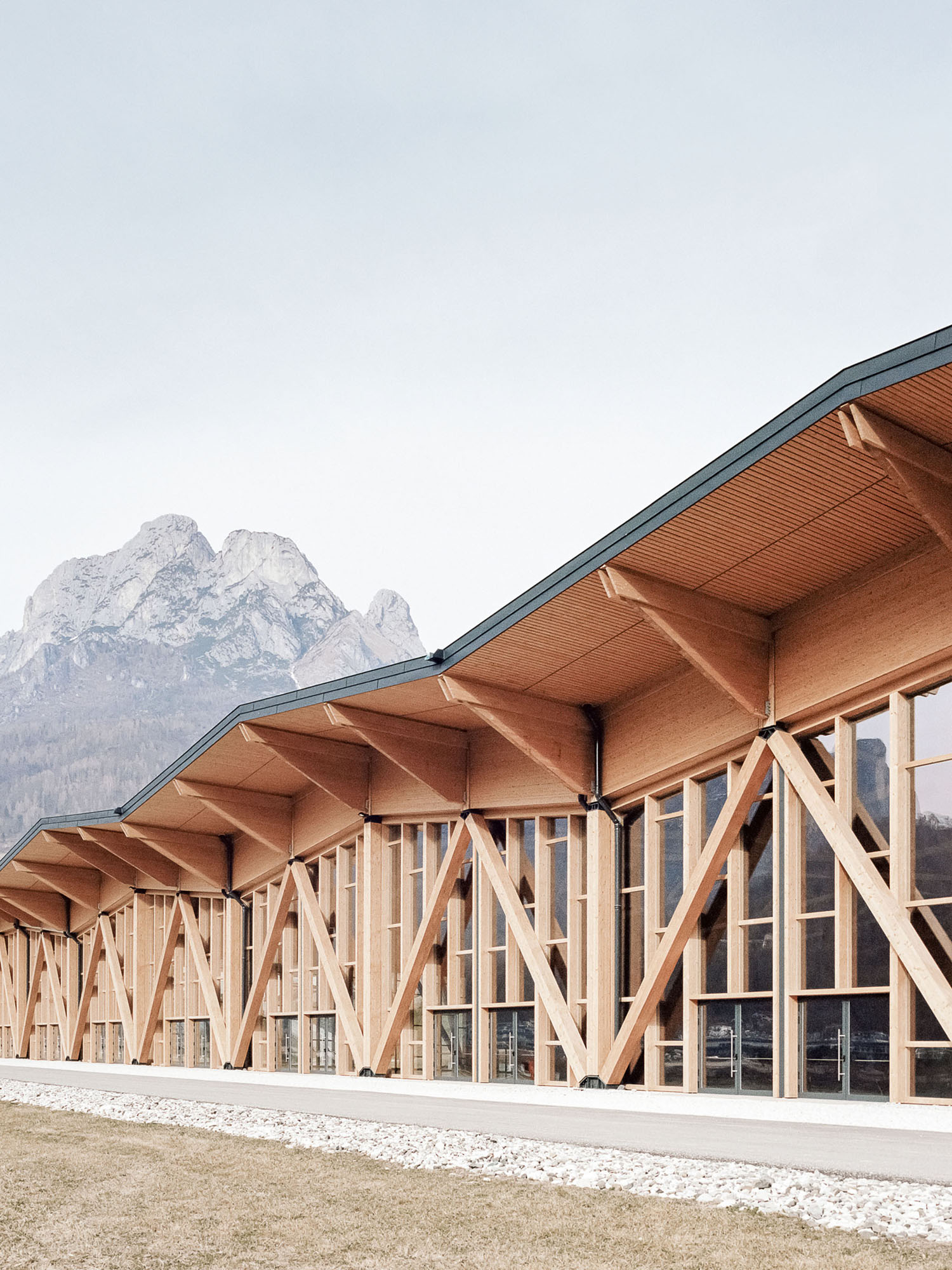 Congress and Exhibition Center by Studio Botter + Studio Bressan, mountain, architecture, plywood, landscape