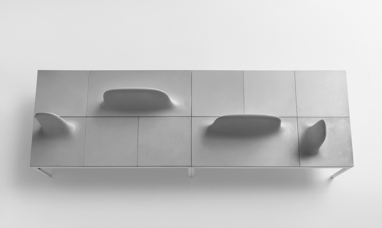 Uluru by Shiro Studio for Metalco, modular, design, concrete, bench, minimalism