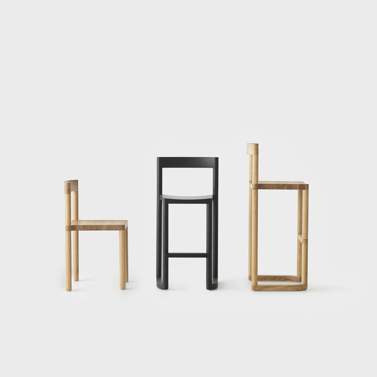 Pier Chair by Leonard Kadid — Five iterations of the Pier Chair by Leonard Kadid displayed in ascending height order, demonstrating the modular system's scalability.