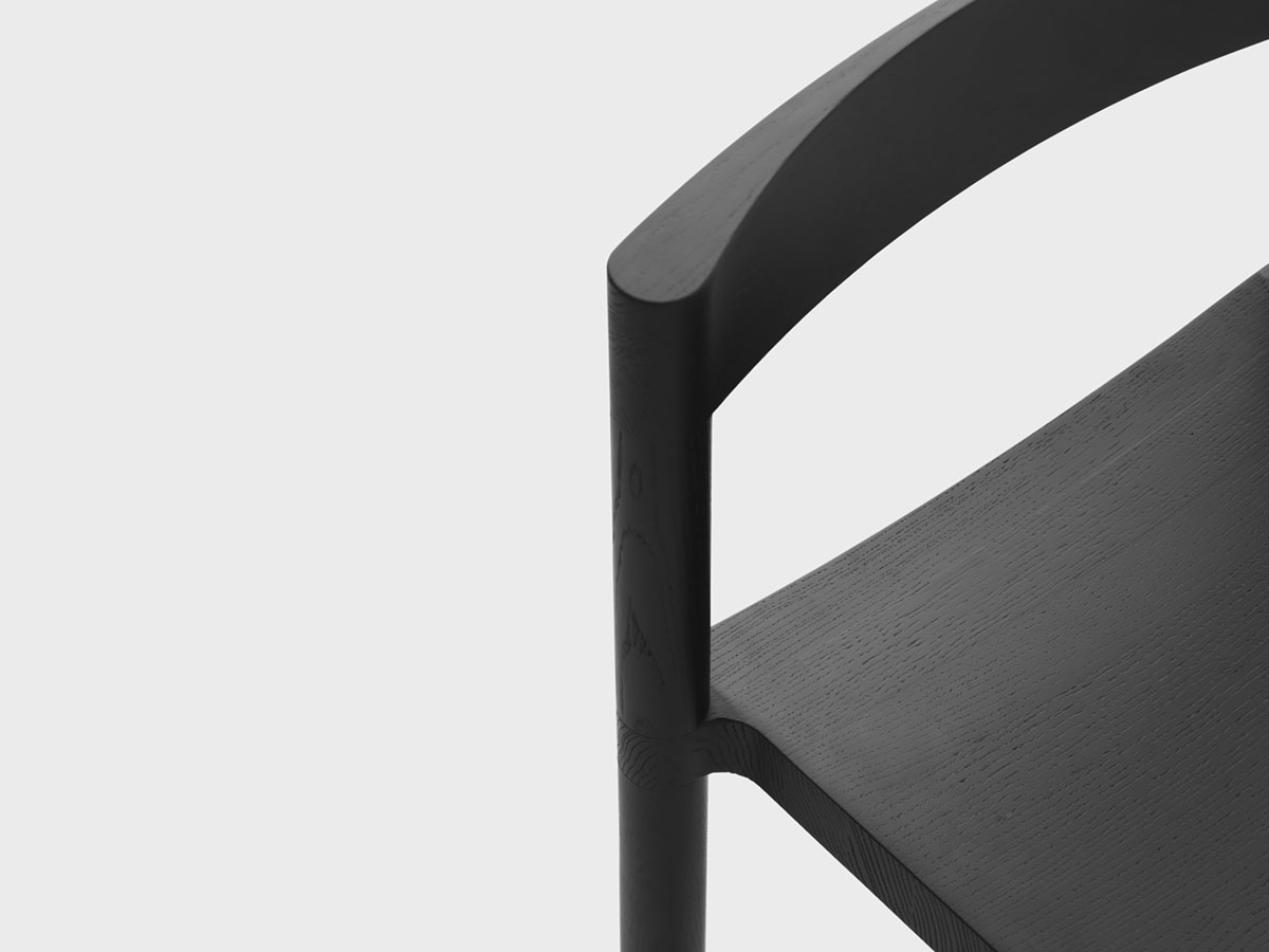 Pier Chair by Leonard Kadid — Close-up detail of the Pier Chair's joinery, capturing the vertical post and horizontal rail connection where mortise and tenon joinery is clearly visible.