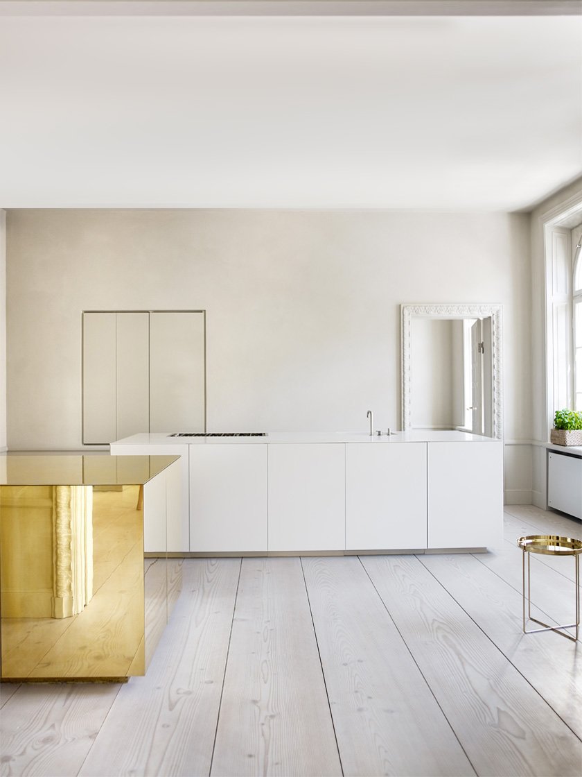 Apartment with Brass Cube by Claesson Koivisto Rune, sweden, interiors, minimalism, brass, apartment