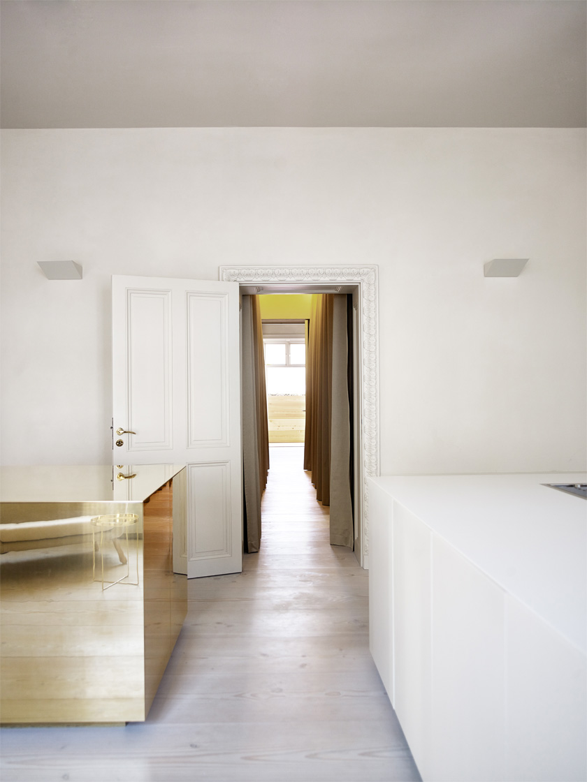 Apartment with Brass Cube by Claesson Koivisto Rune, sweden, interiors, minimalism, brass, apartment