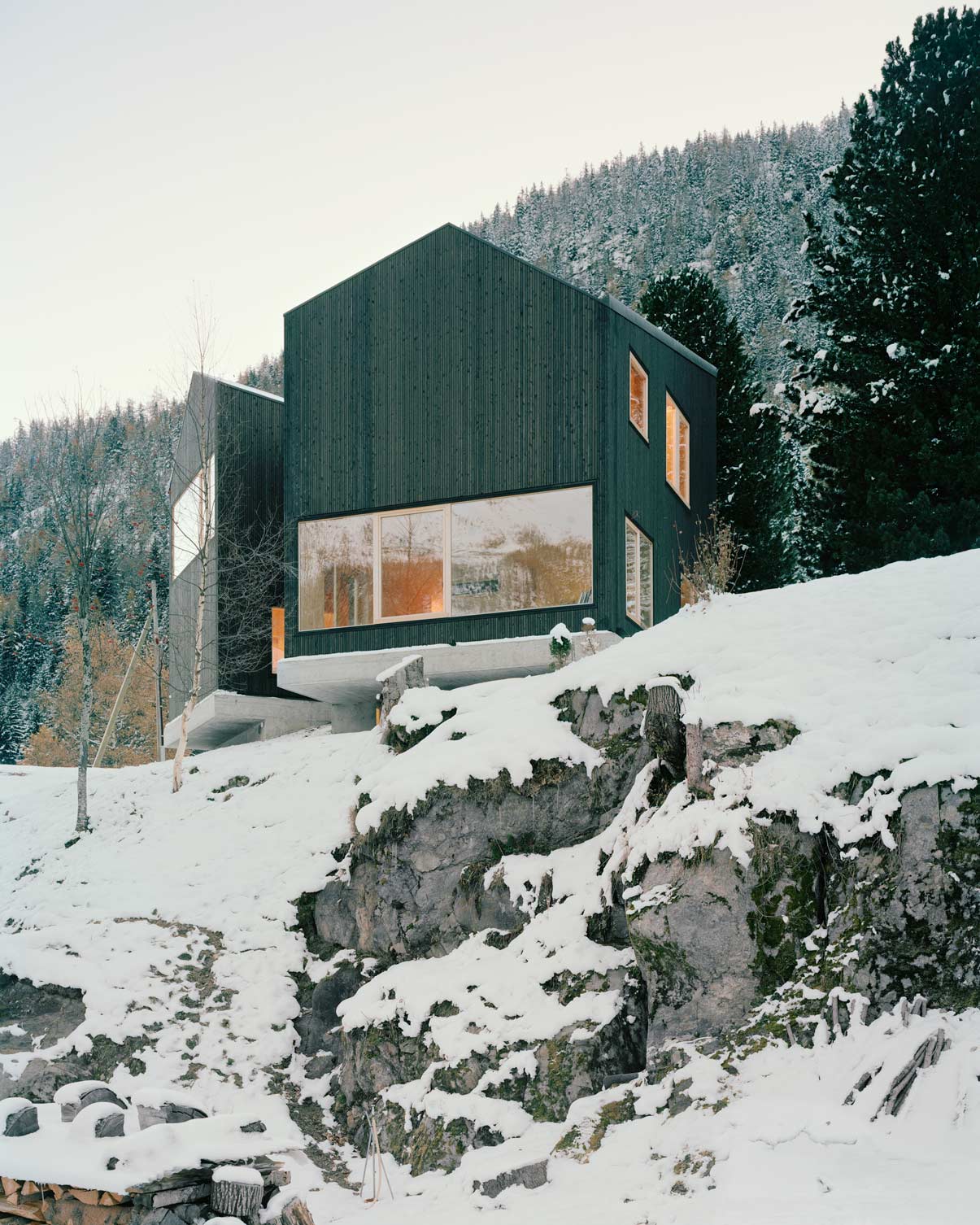 House in Les Jeurs by Lacroix Chessex Architects, architecture, holiday-house, mountain, stone, wood
