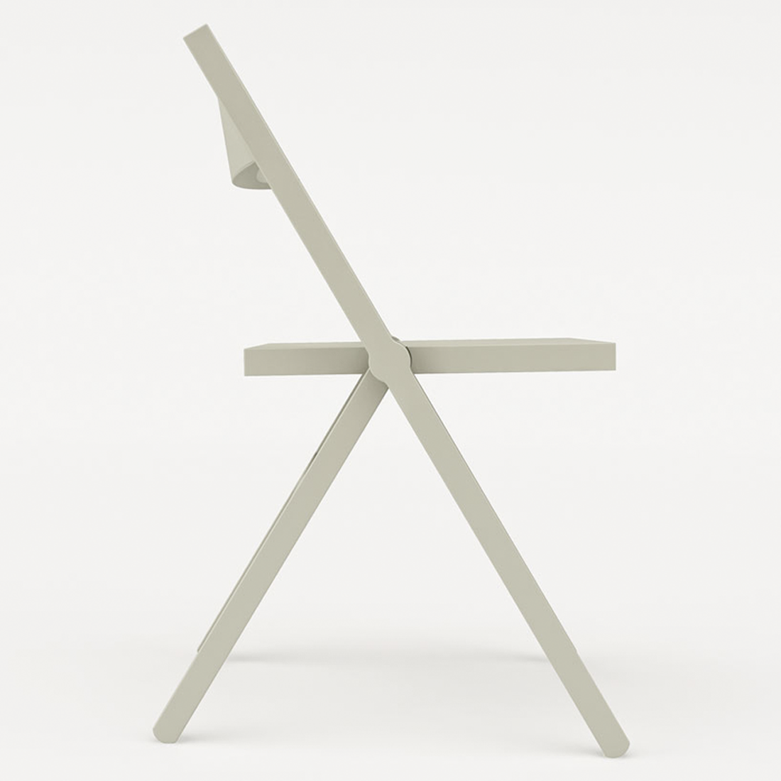Piana Chair by David Chipperfield — The Piana chair is shown in profile against a neutral ground, revealing its synchronized folding mechanism at full extension.