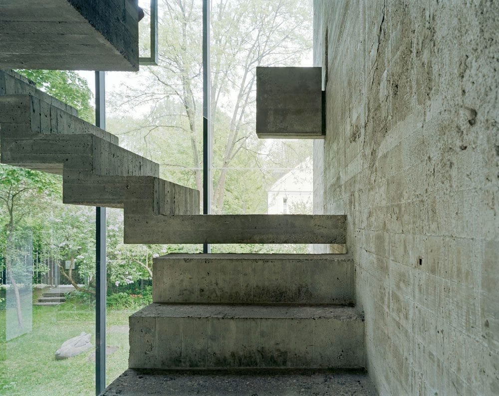 Atelier Hermann Rosa, interiors, artspace, concrete, glass, green