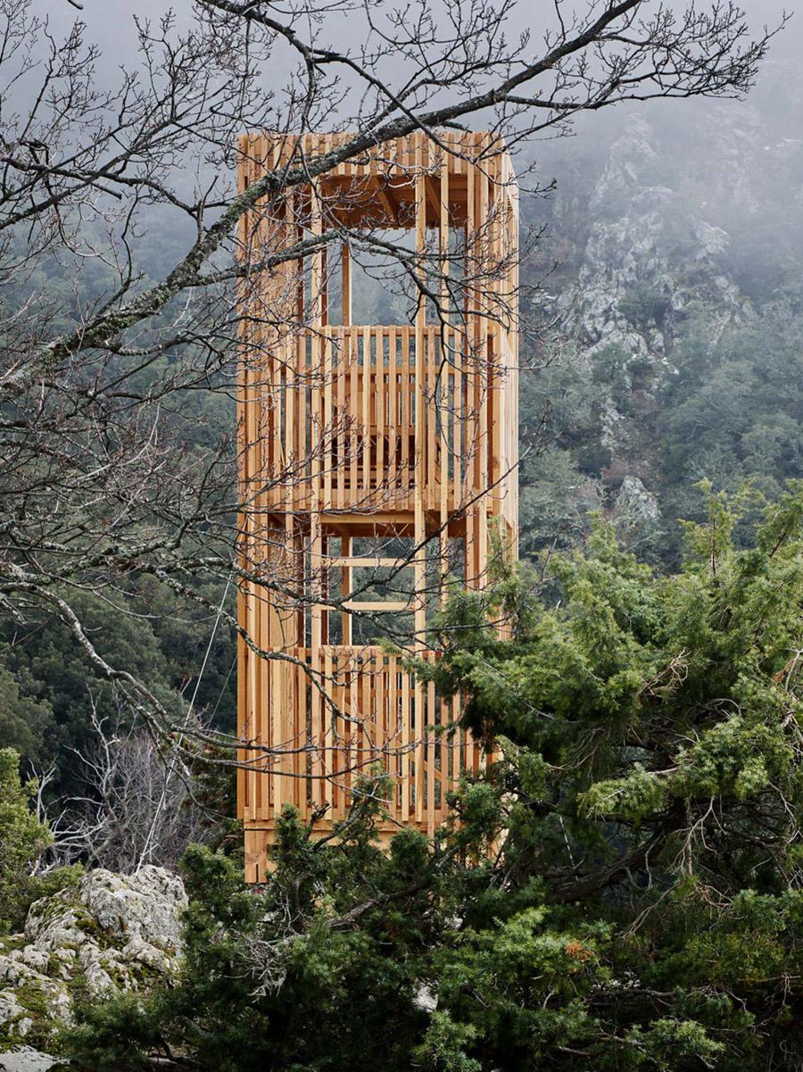 Corsican Deer Observatories by Orma Architettura, wood, nature, landscape, observatory