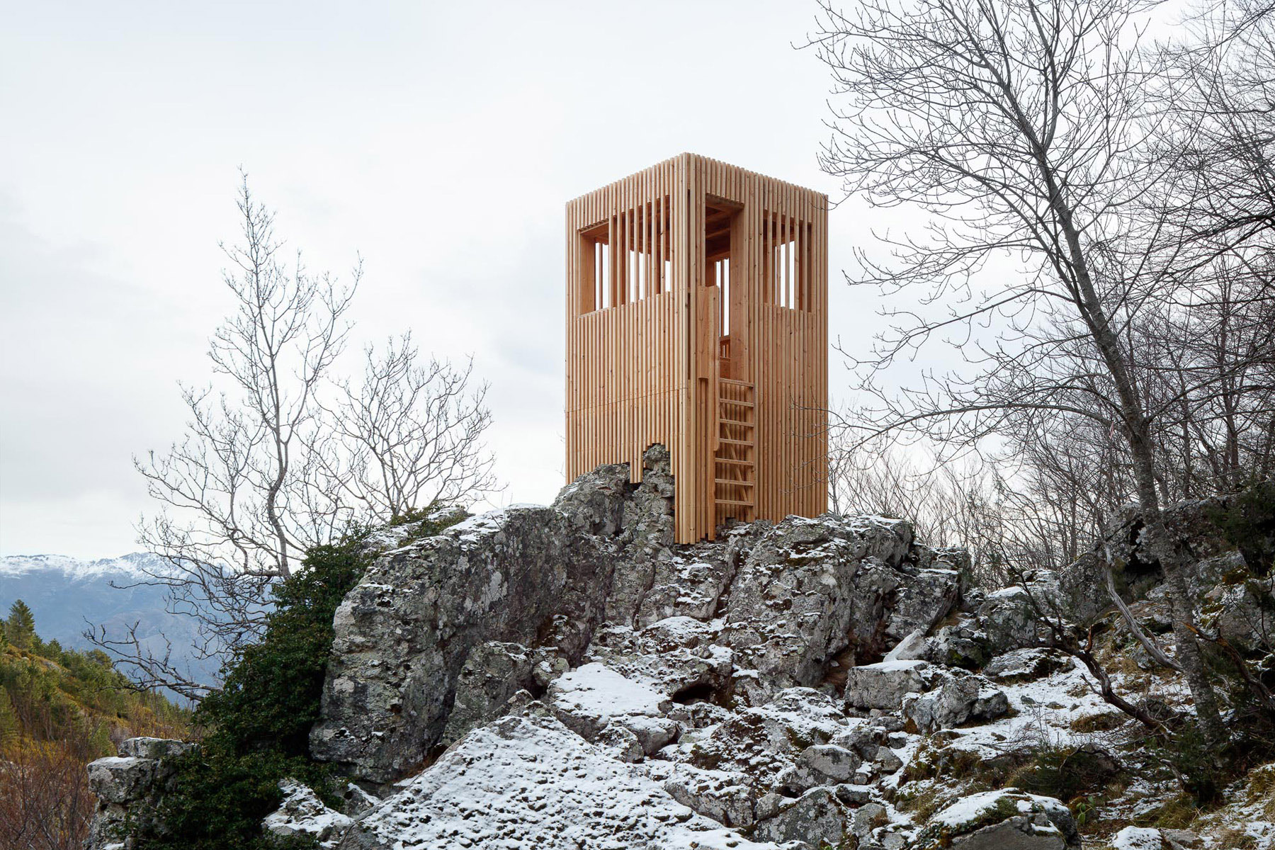Corsican Deer Observatories by Orma Architettura, wood, nature, landscape, observatory
