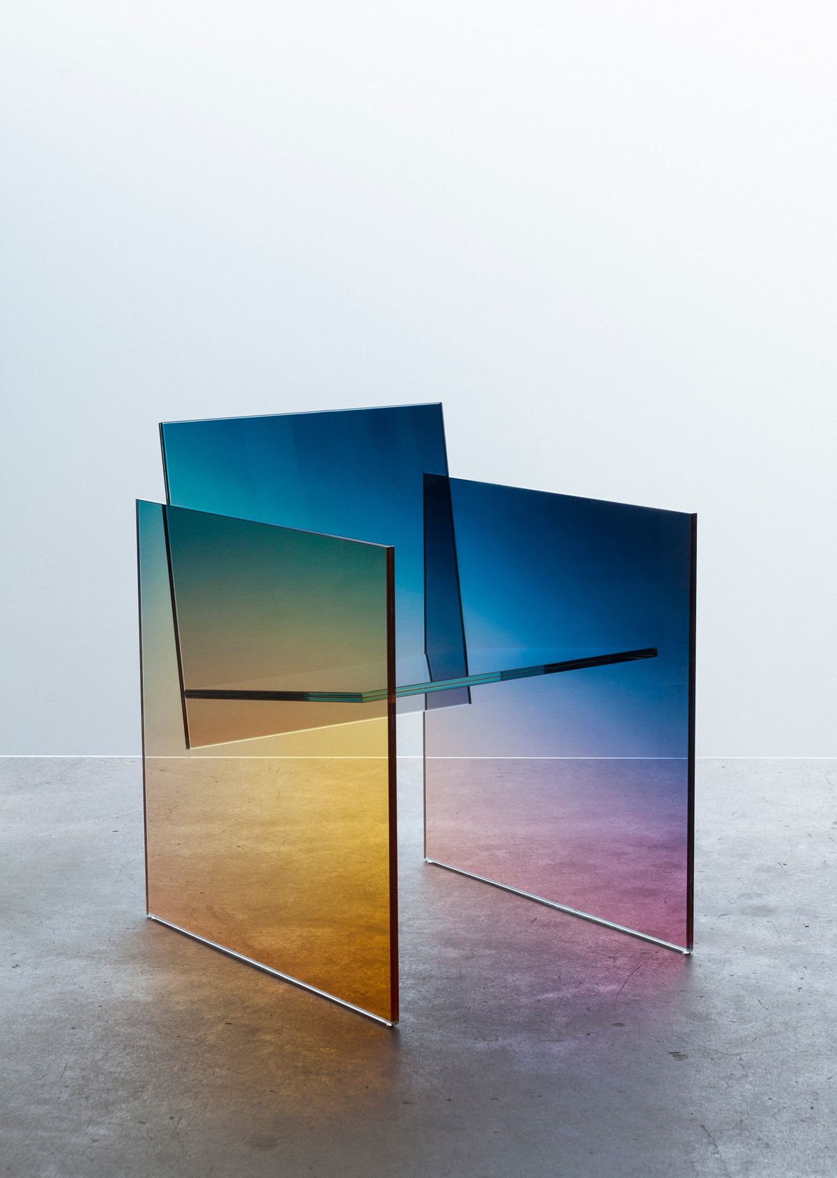 Selected works by Germans Ermičs, design, furniture, colors, glass, chair