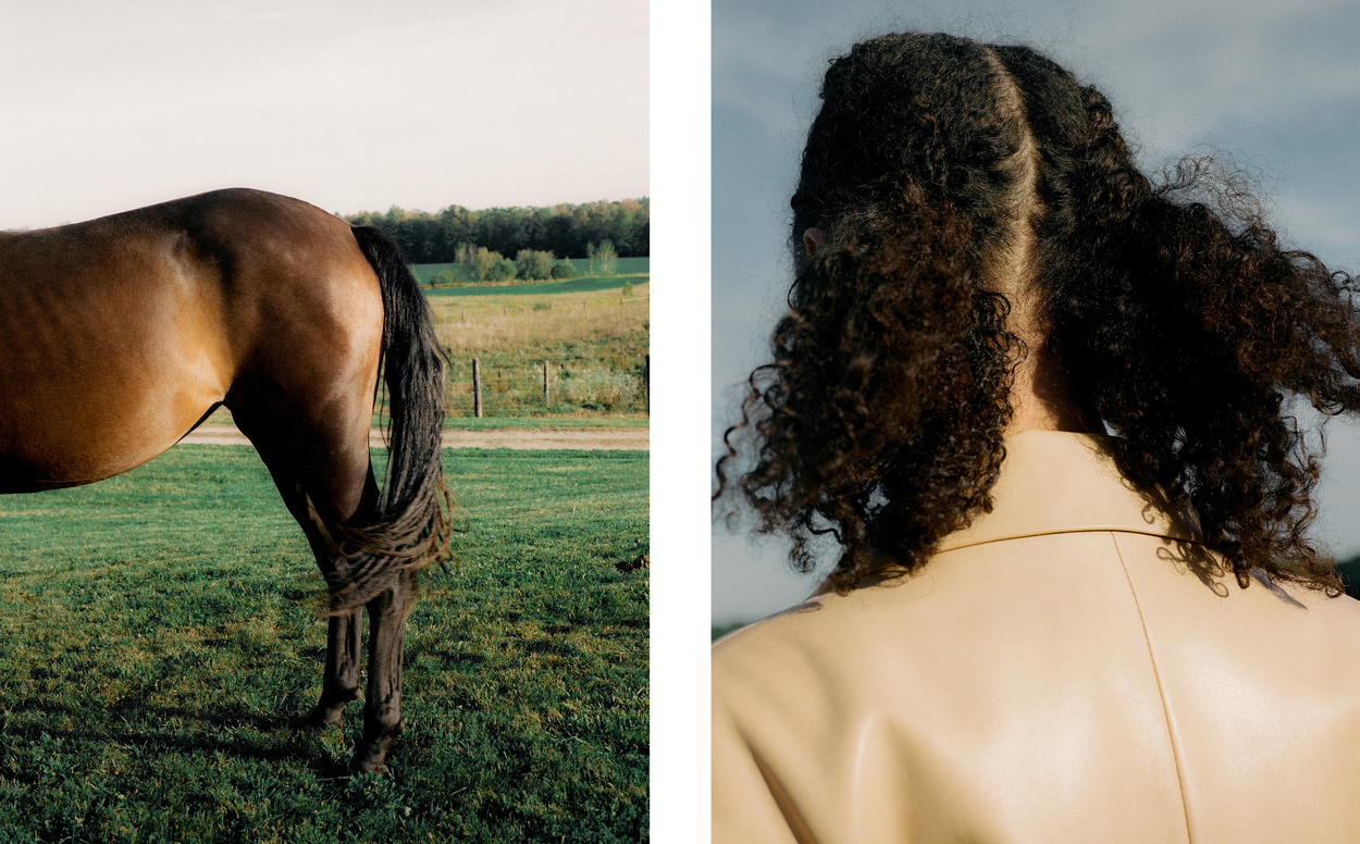 Selected works by Leeor Wild — A diptych contrasting equine and human forms through close-up framing.
