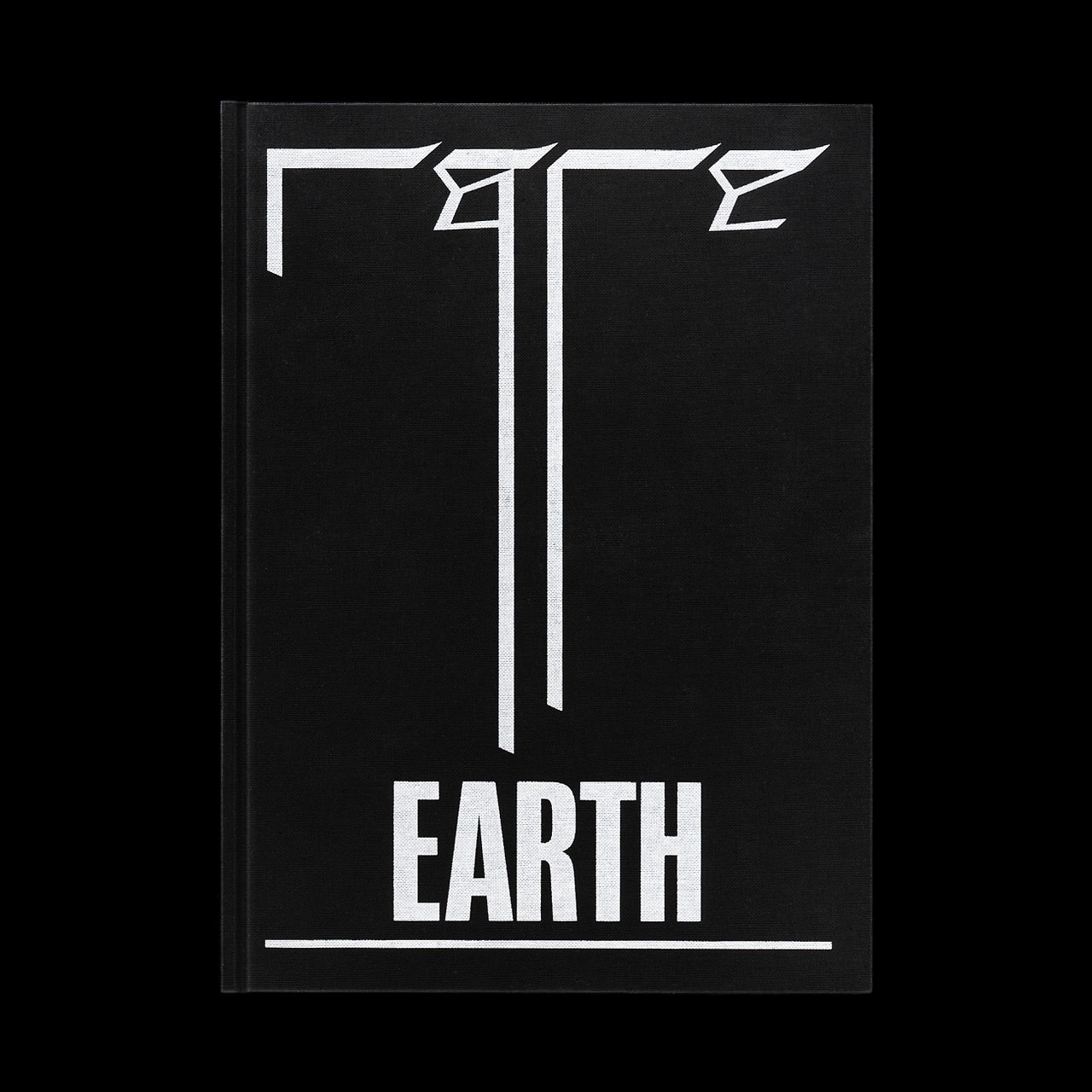 Selected Works by David Rudnick — Book cover for 'Earth' featuring geometric sans-serif typography in white against black background.