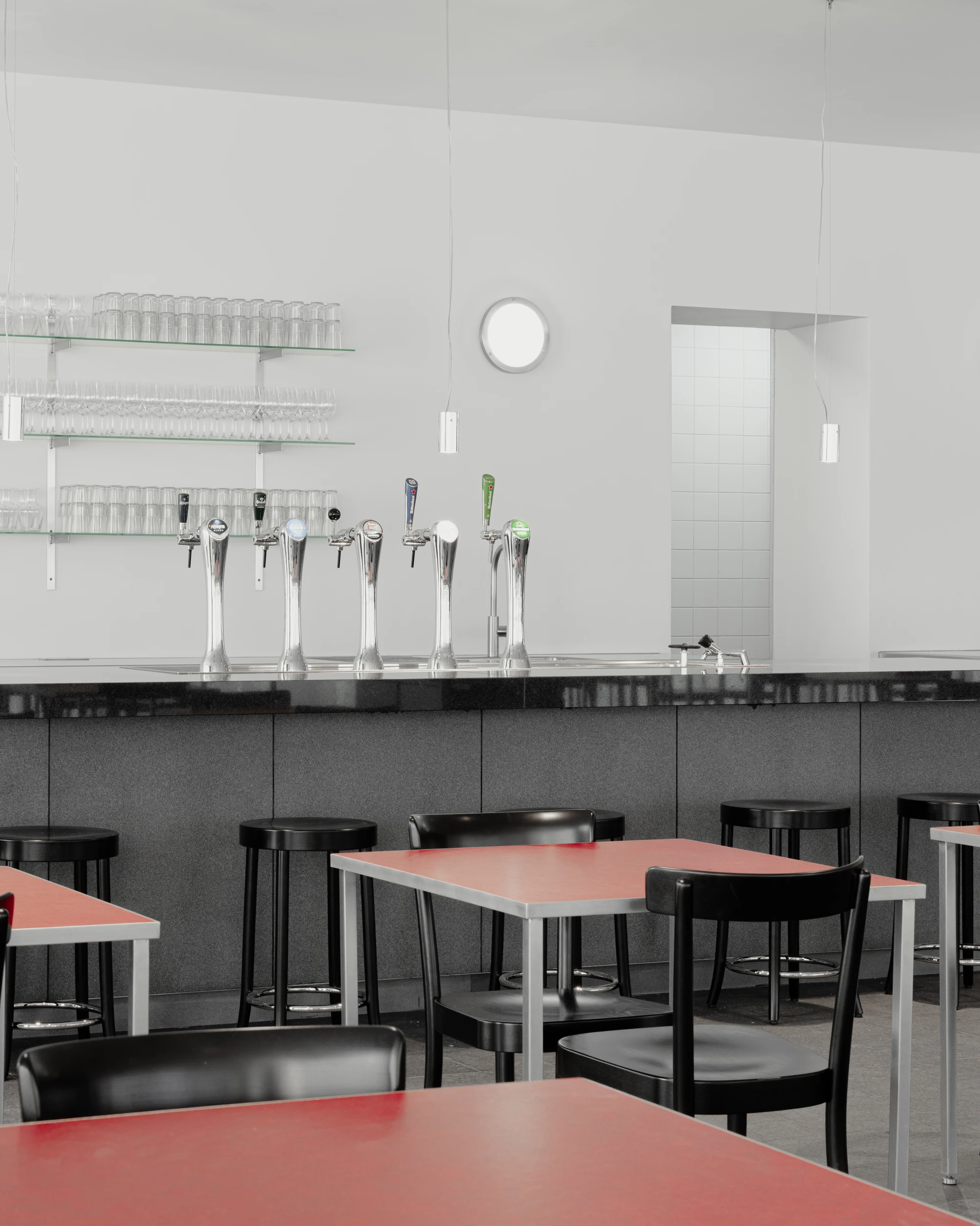 Sandberg Restaurant by Camillo Fiorito, Stedelijk Museum Amsterdam, granite bar, stainless steel furniture, Jeroen Verrecht