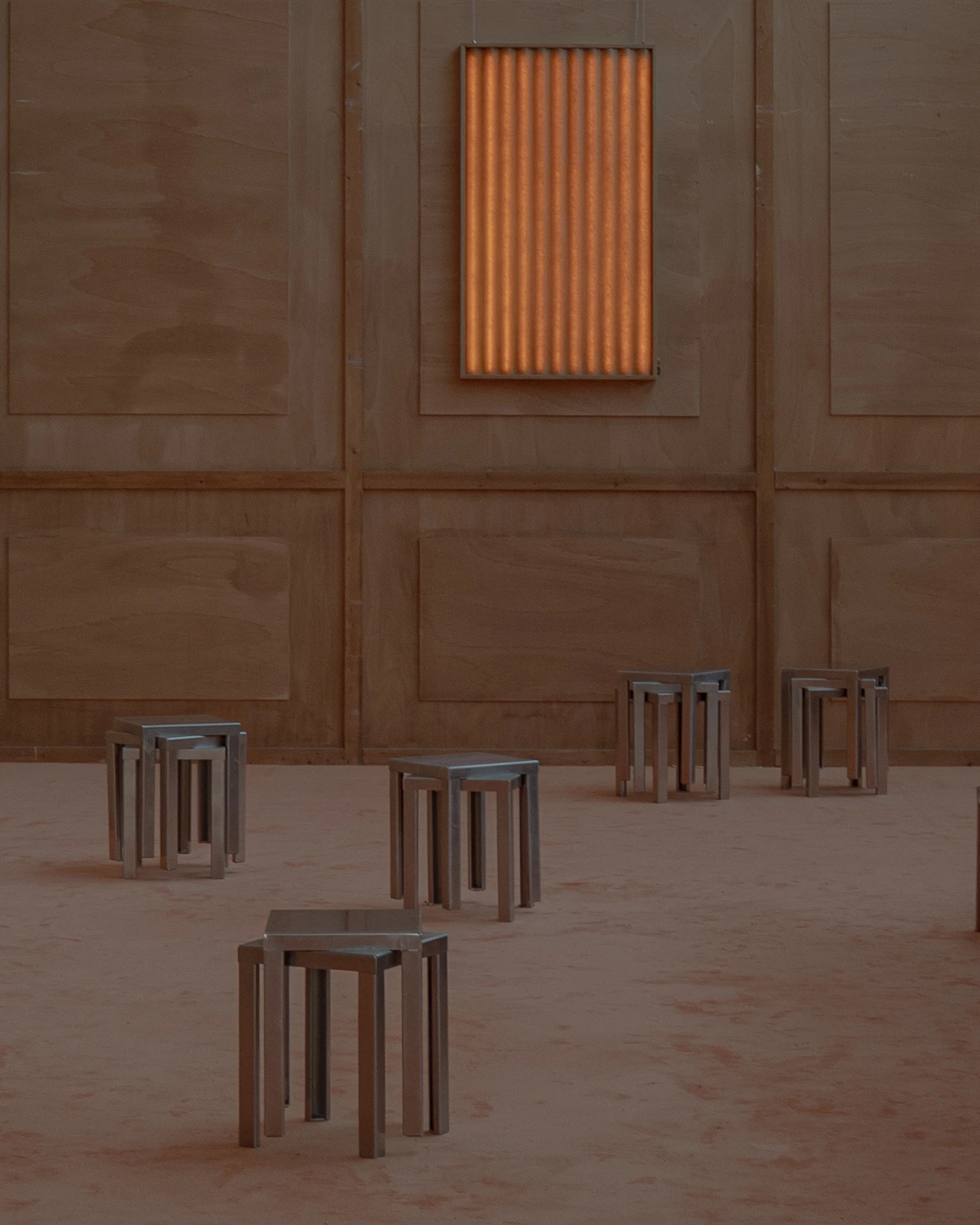 Königswinter Light Sculpture by Heilig Objects, amber fibreglass panels, reclaimed material, collectible design, Germany