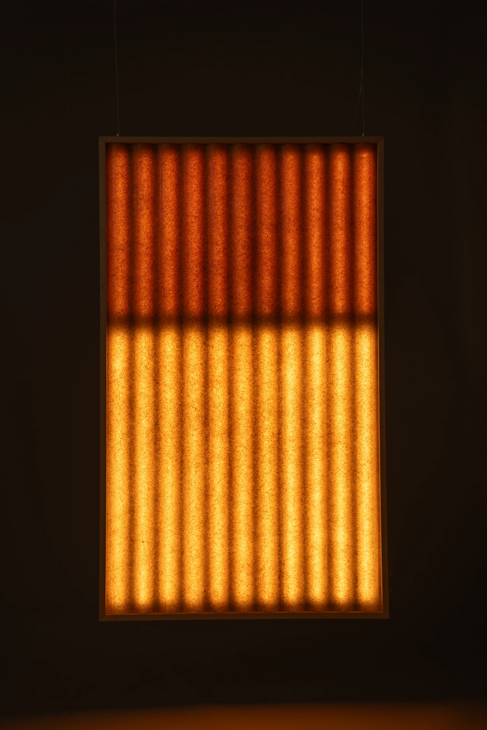 Königswinter Light Sculpture by Heilig Objects, amber fibreglass panels, reclaimed material, collectible design, Germany