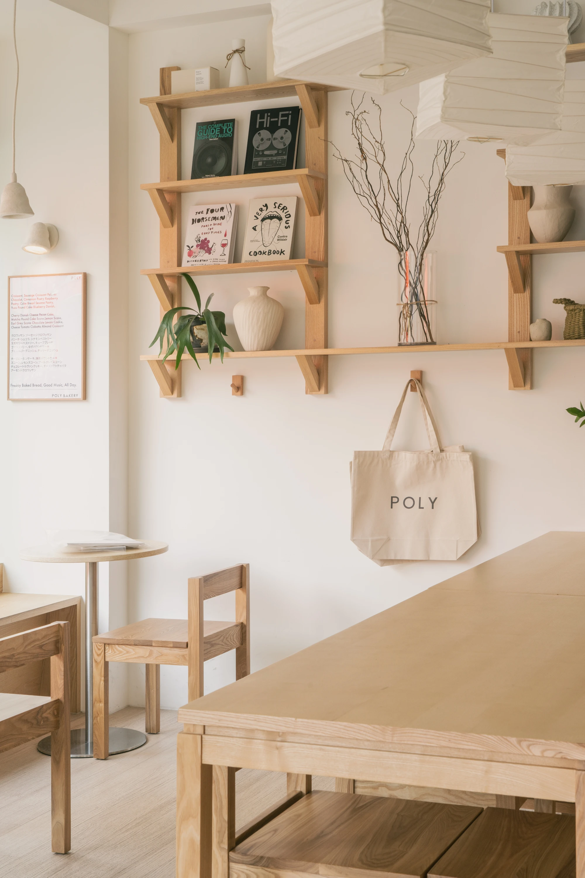 Poly Cafe by poly, Hapjeong Seoul, sound-focused interior, vinyl records, hi-fi, warm wood tones, @jooyoun.g