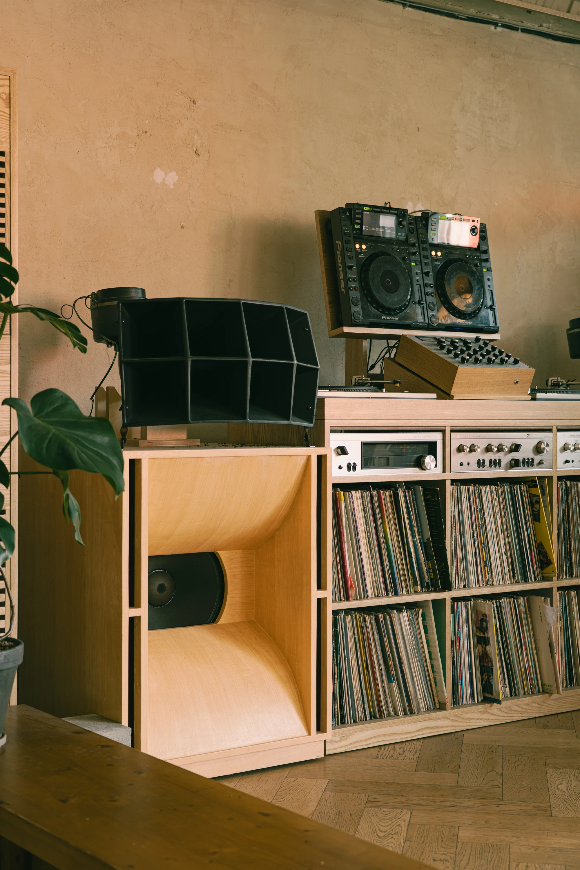 Poly Cafe by poly, Hapjeong Seoul, sound-focused interior, vinyl records, hi-fi, warm wood tones, @jooyoun.g