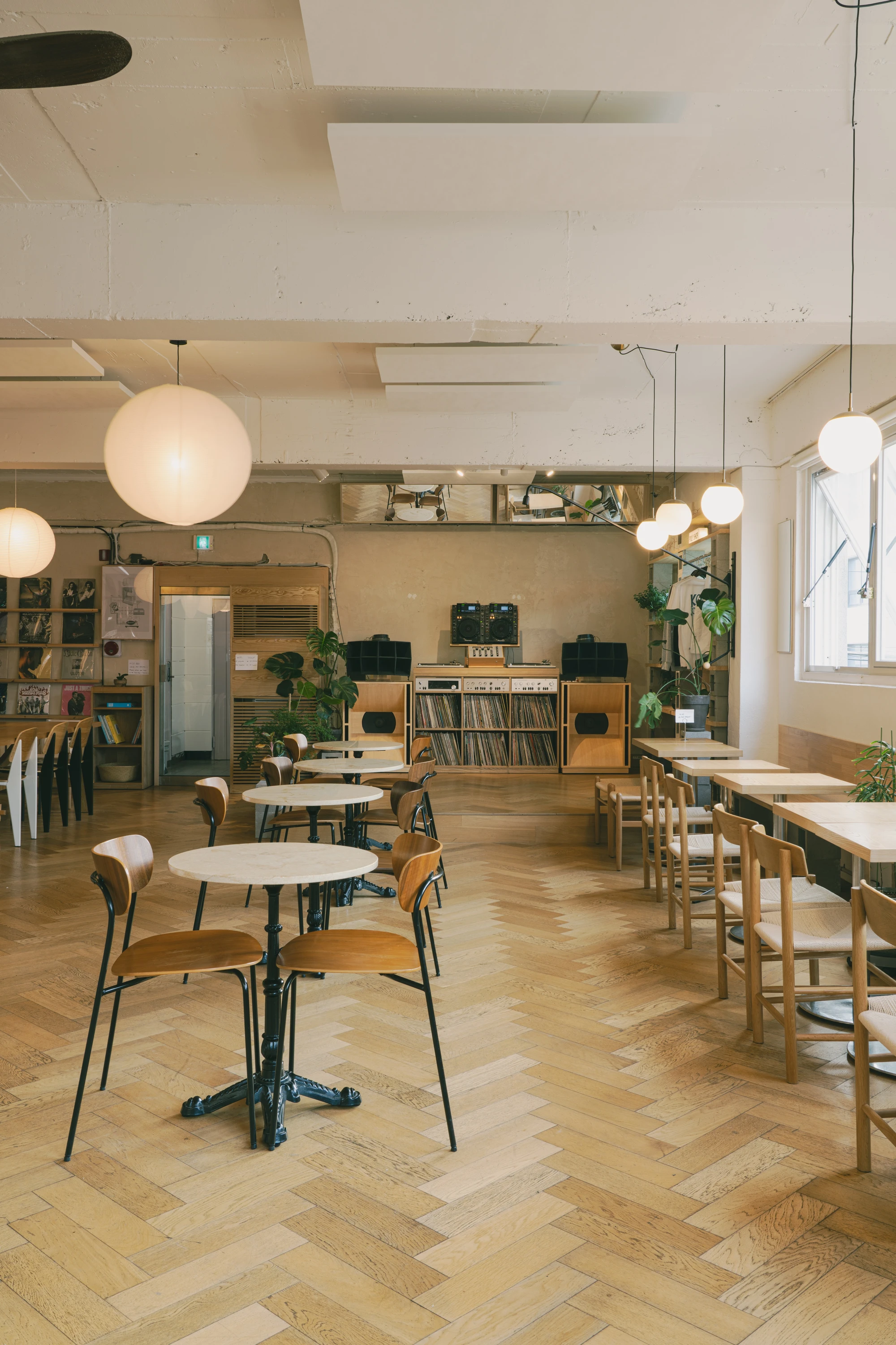 Poly Cafe by poly, Hapjeong Seoul, sound-focused interior, vinyl records, hi-fi, warm wood tones, @jooyoun.g