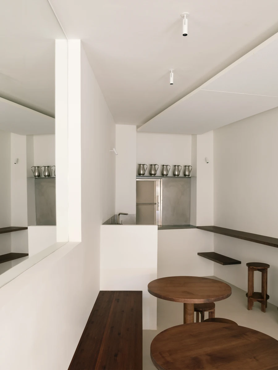 Bespoke Furniture for Jazminos Restaurant by David Sandoval, Barcelona Spain, solid ash wood tables and stools, restaurant furniture, craft