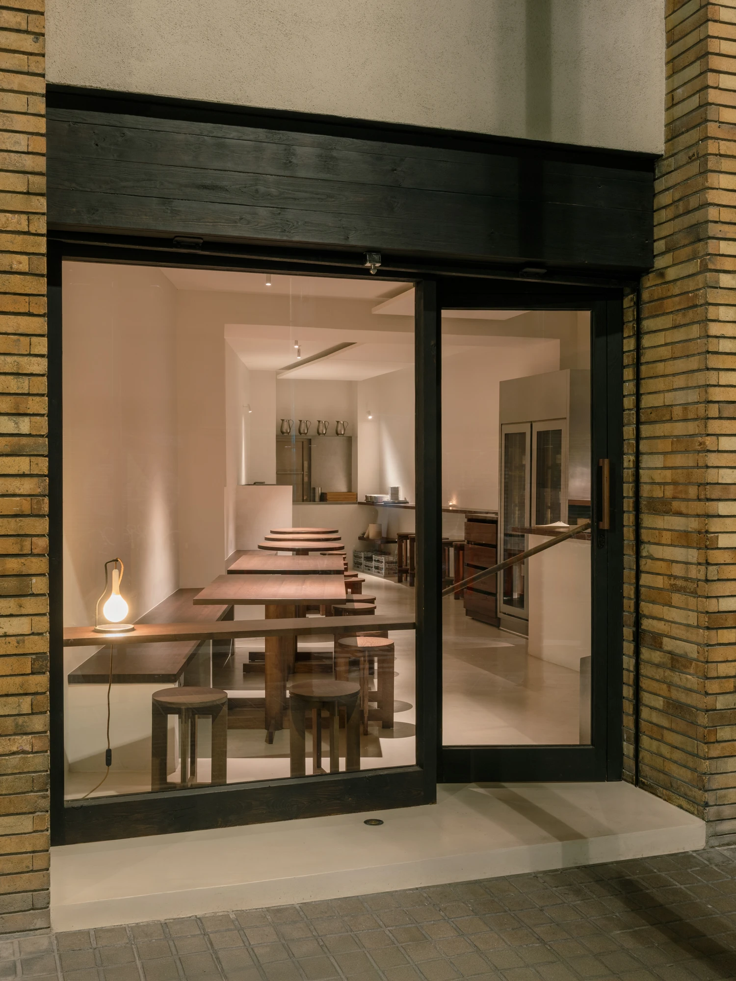 Bespoke Furniture for Jazminos Restaurant by David Sandoval, Barcelona Spain, solid ash wood tables and stools, restaurant furniture, craft