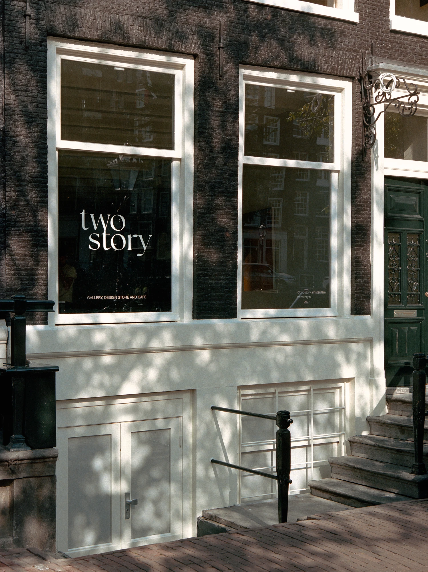 Two Story by Atelier Axo, Amsterdam Netherlands, art gallery design store café, canal house interior, brushed stainless steel bar, Peter Dalsgaard