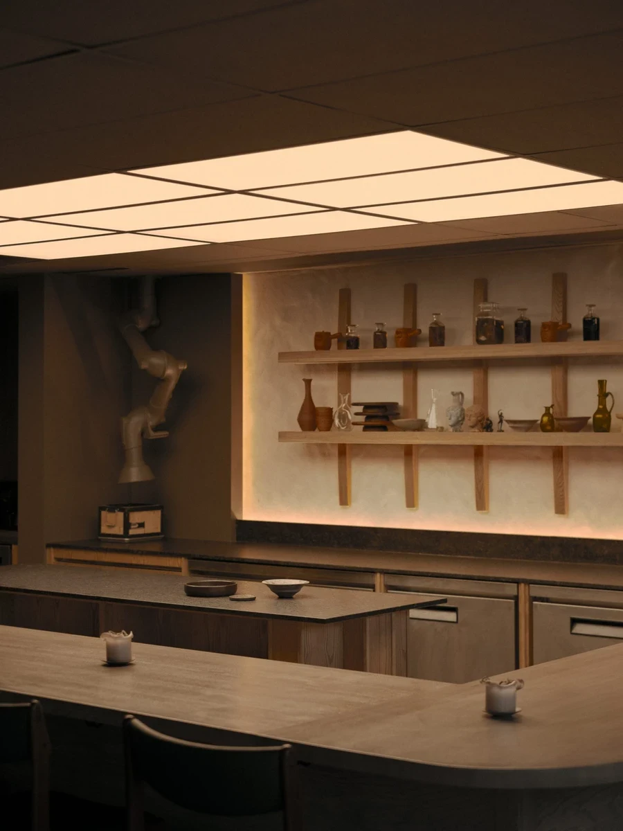 Antheia by Appareil Architecture, Ottawa Canada, fermentation restaurant, backlit counter, mineral textures, natural tones, Félix Michaud