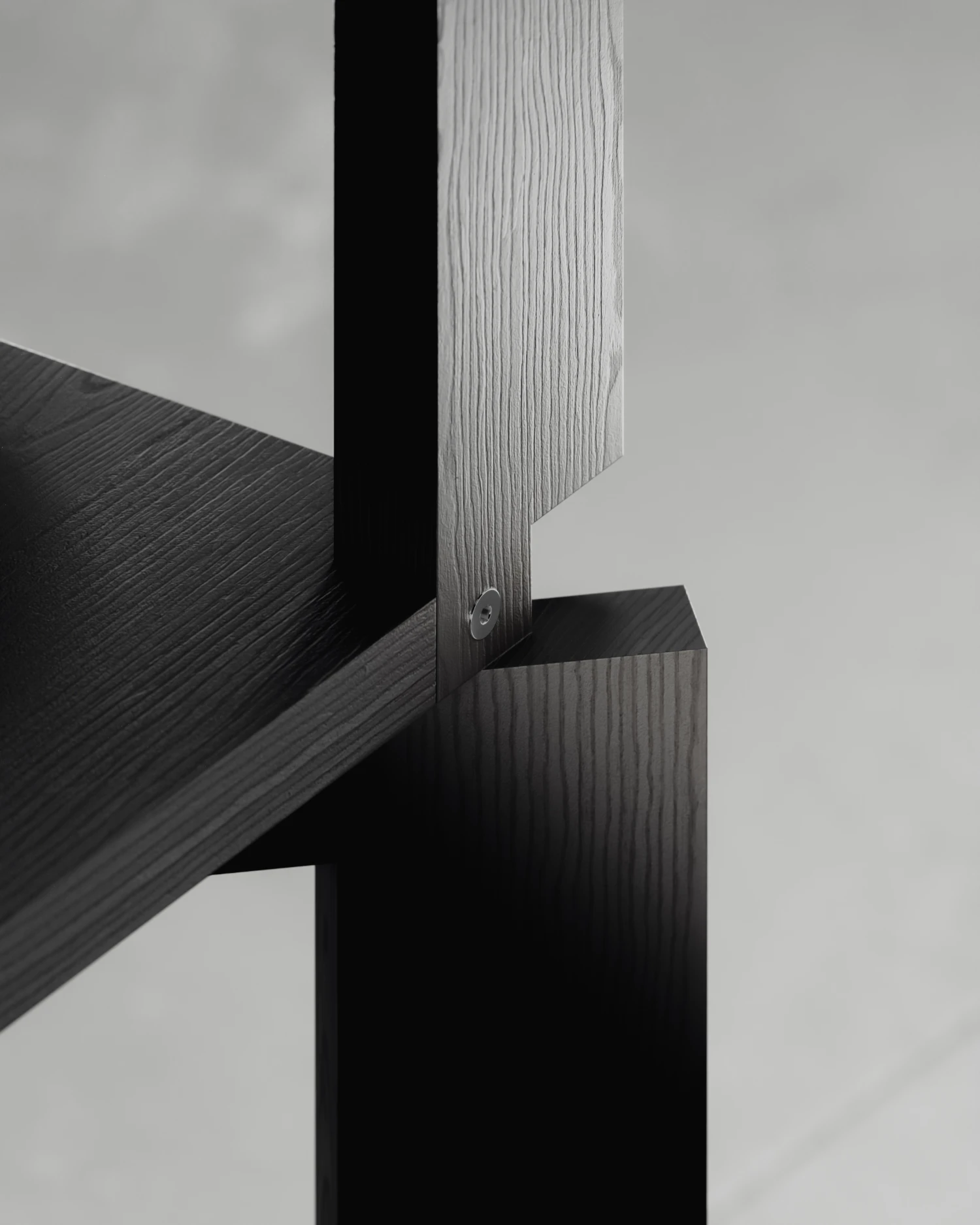 SHIFT CHAIR by SGMS Studio — SGMS Studio's SHIFT CHAIR captured in monochromatic detail, isolating the joinery and material contrasts that define its composition.