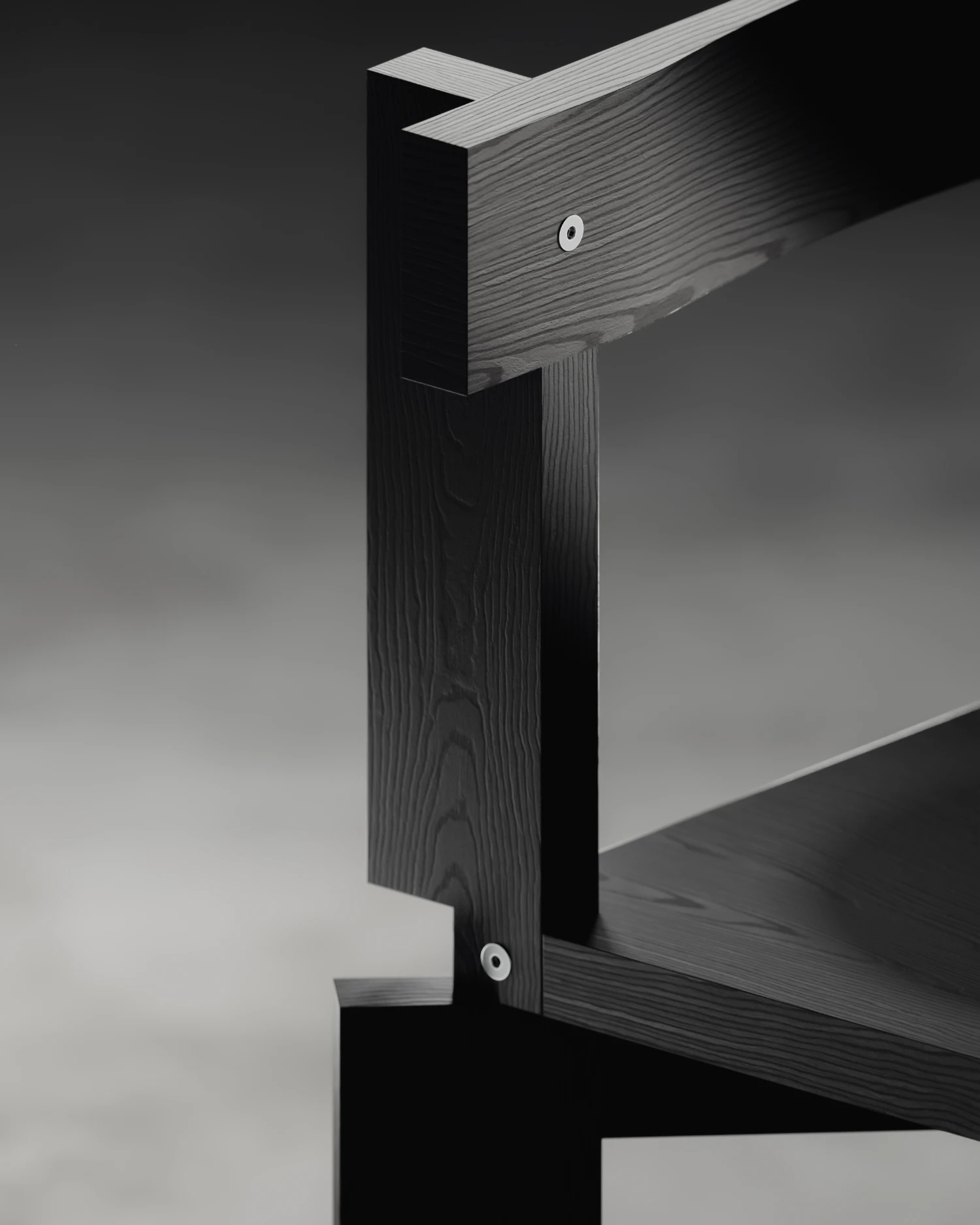 SHIFT CHAIR by SGMS Studio — SHIFT CHAIR by SGMS Studio photographed in monochromatic close-up, isolating a single wooden frame detail.