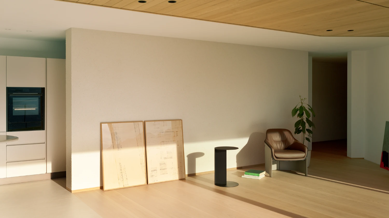 Casa Conte by Messner Architects — This interior view captures the spatial logic of Messner Architects' intervention, where a monolithic concrete structural wall divides the living space.