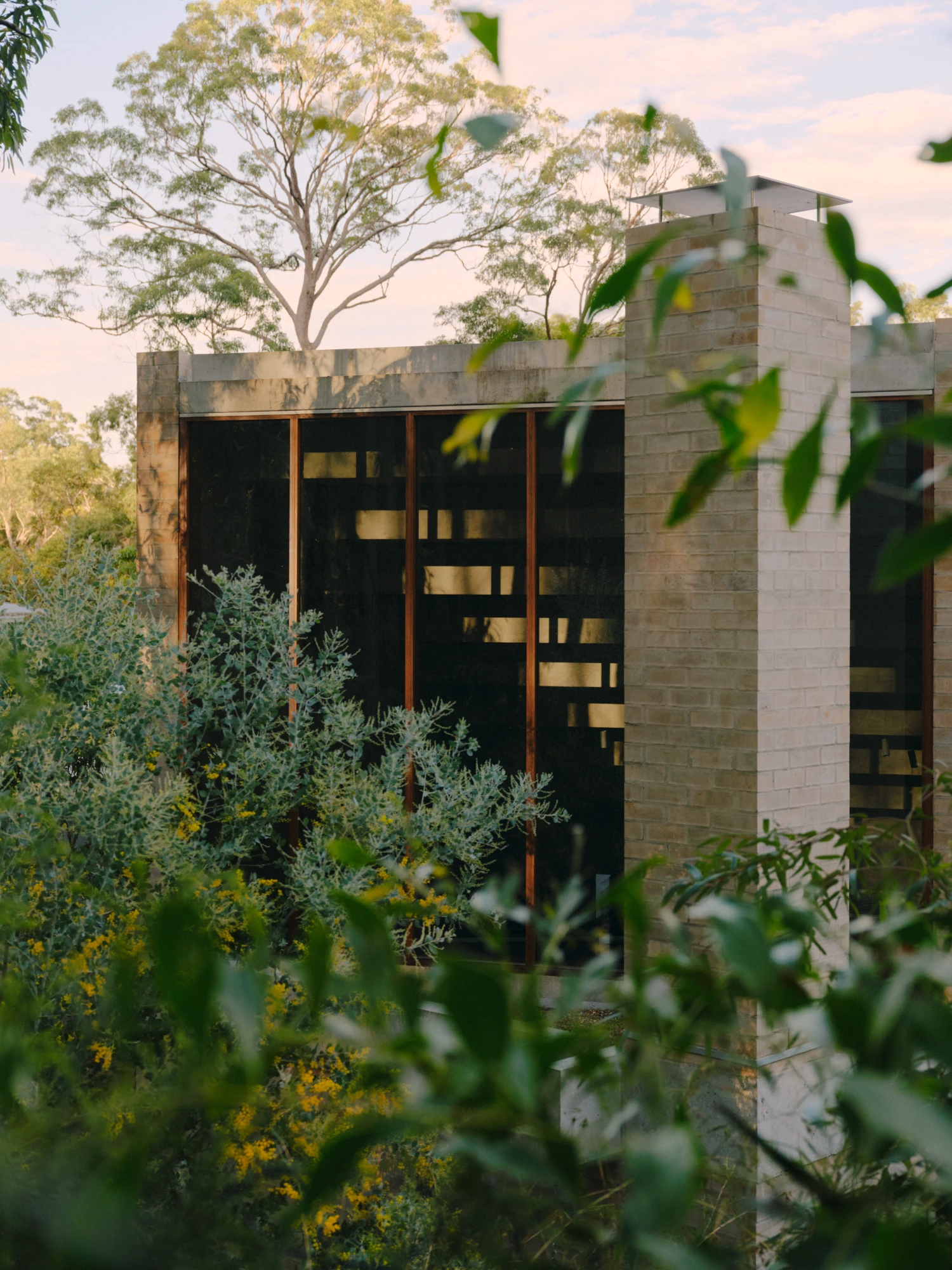 Stuartholme House by Nielsen Jenkins + Michael Lumby — Stuartholme House emerges from Brisbane's bushland as a modest concrete and brick structure, photographed here through foreground plantings of silver-leafed...