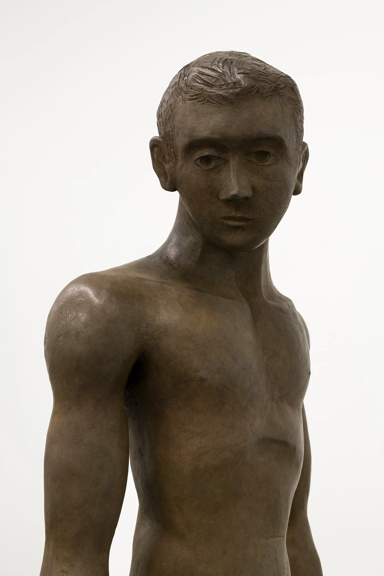 La scorza by Louis Fratino at Galerie Neu — A life-size bronze bust and torso of a young man, rendered with classical restraint and contemporary directness.