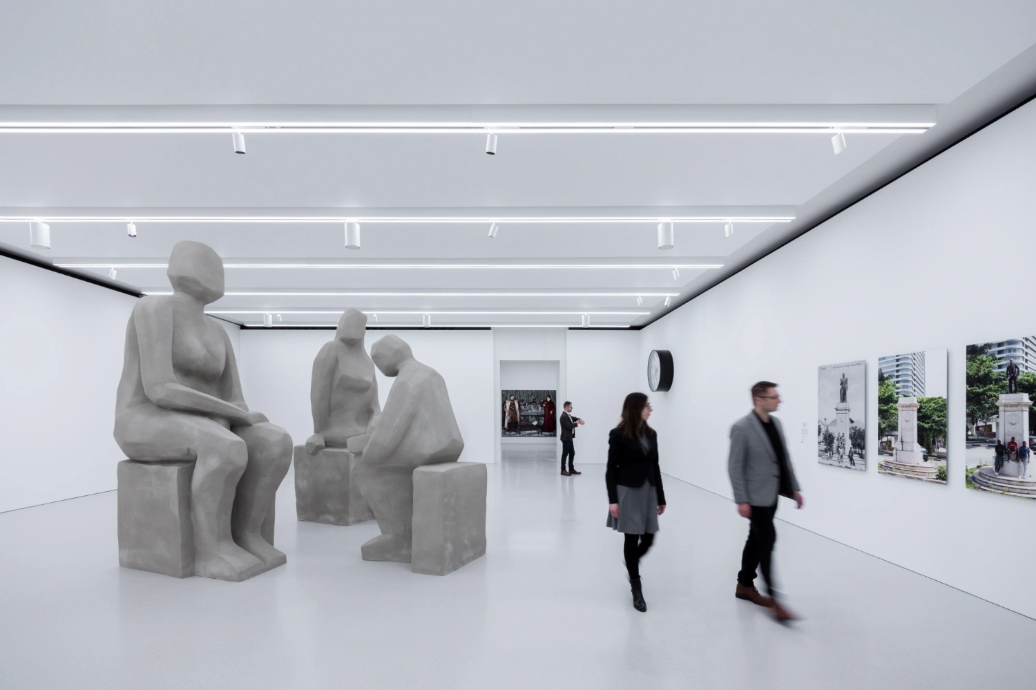 Museum of Modern Art in Warsaw by Thomas Phifer — The ground floor gallery showcases monolithic concrete sculptural forms positioned to articulate spatial depth.