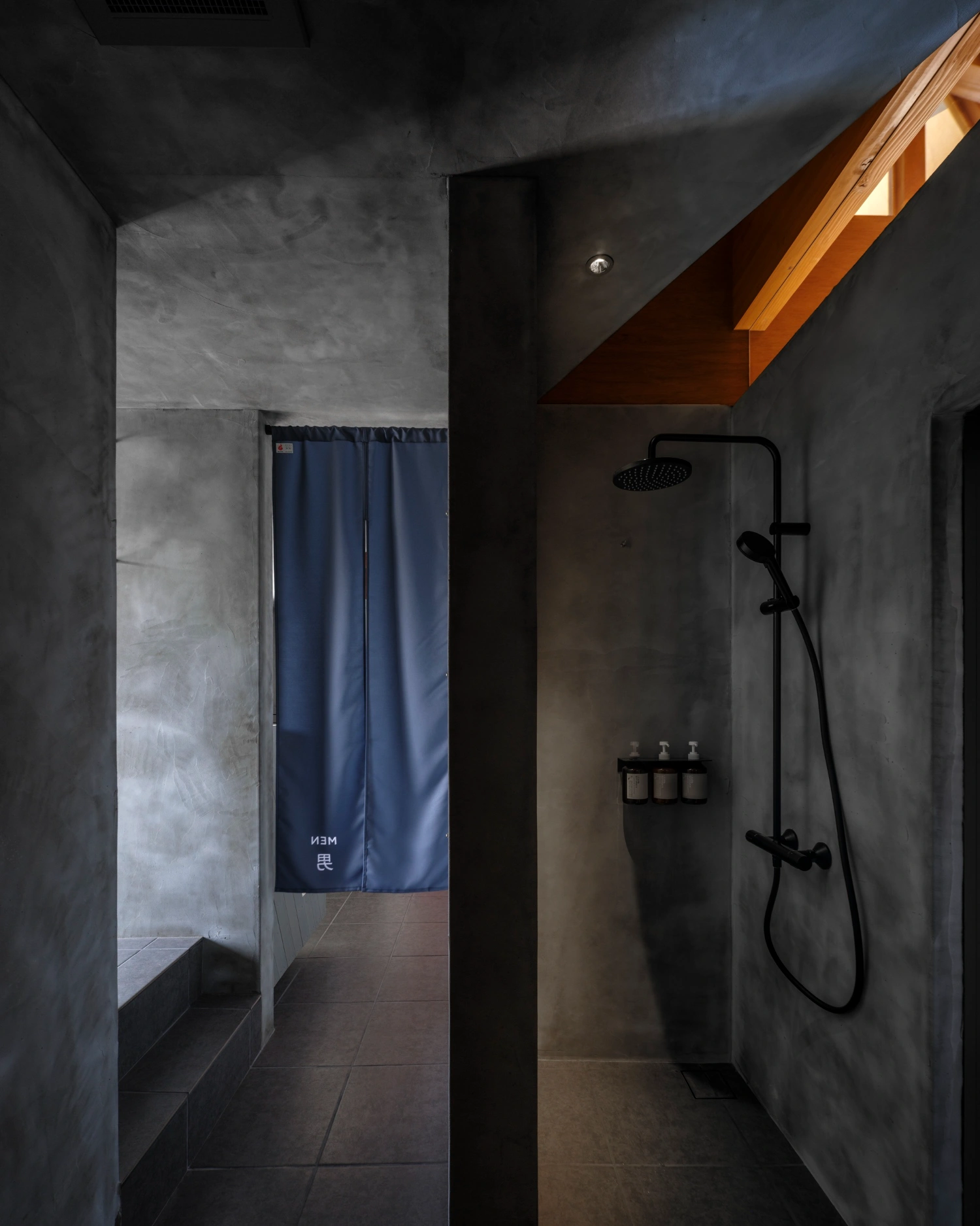 CYCL by YŪ Momoeda Architects — The shower compartment at CYCL reveals the architects' material restraint within regulatory constraints.