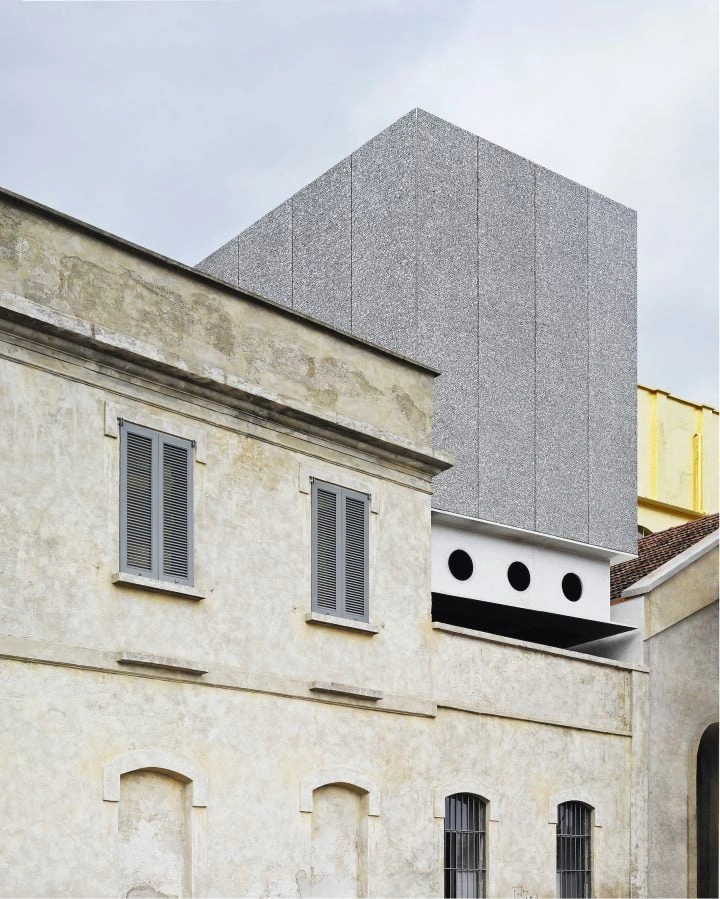 Fondazione Prada by OMA — A fragmented architectural composition reveals OMA's layering strategy at Fondazione Prada.