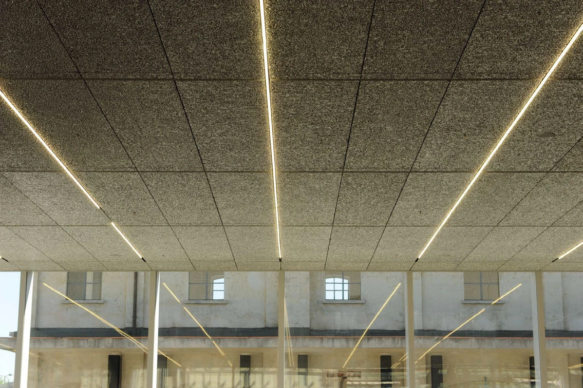 Fondazione Prada by OMA — Interior ceiling perspective revealing OMA's layered spatial strategy at Fondazione Prada.