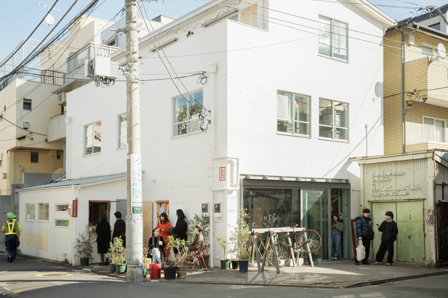 bofumil sendagaya Café by Jo Nagasaka + Schemata Architects — Street-level activation of Bohumil sendagaya's 3.3 m² micro-intervention, captured at the threshold between Sendagaya's post-industrial fabric and daily...